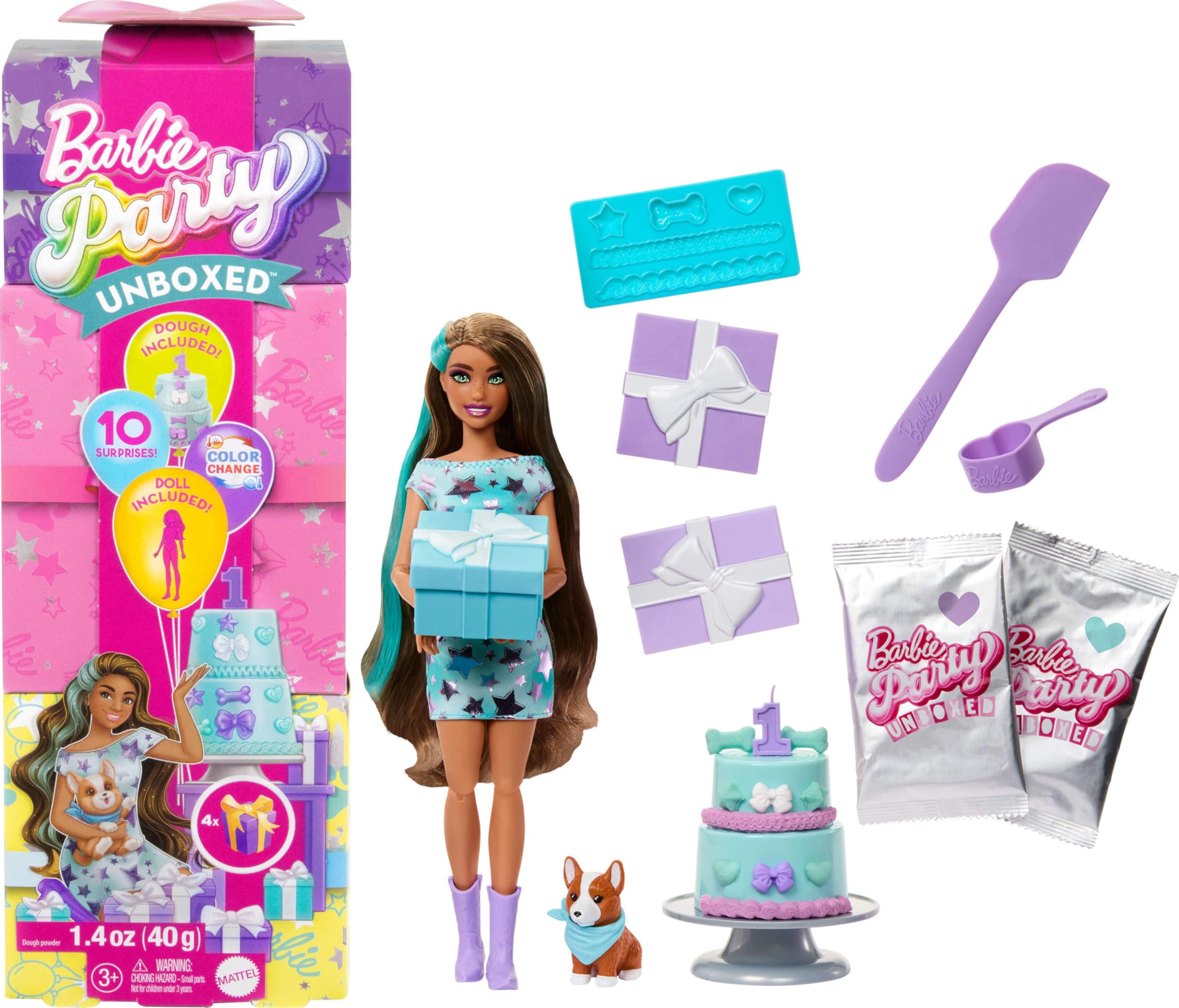 Barbie Party Unboxed Doll & Accessories Pet Birthday Series Party Stars Set