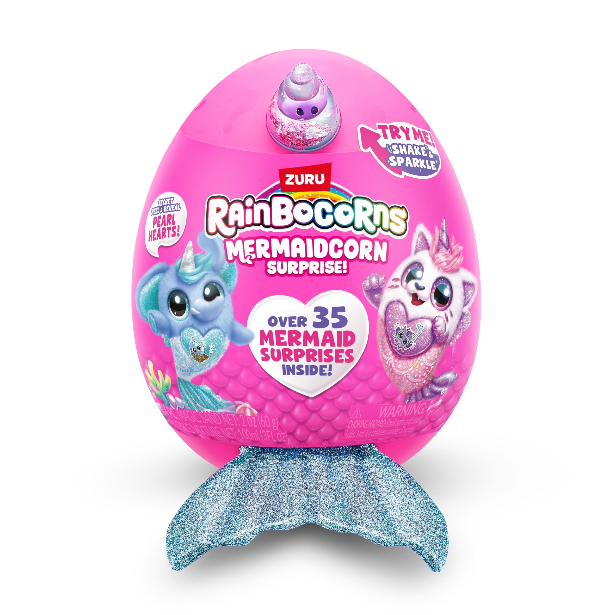 Rainbocorns Mermaidcorn Series 7 Coral the Bunny - Collectible Plush with Glittery Tail & Water Globe Horn 2