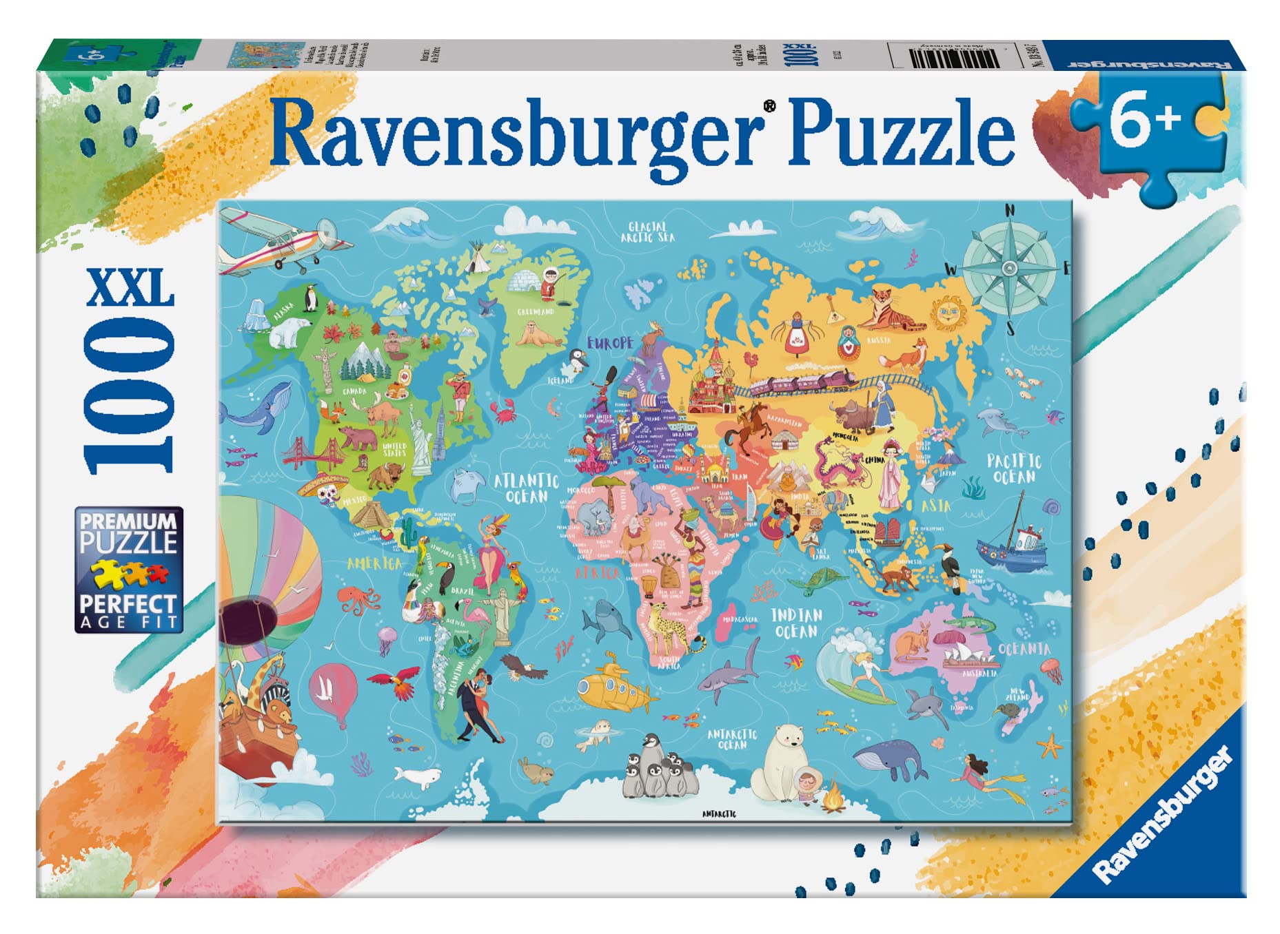 Ravensburger Map of the World Jigsaw Puzzle - 100 Pieces for Ages 6+ | 49x36 cm 1