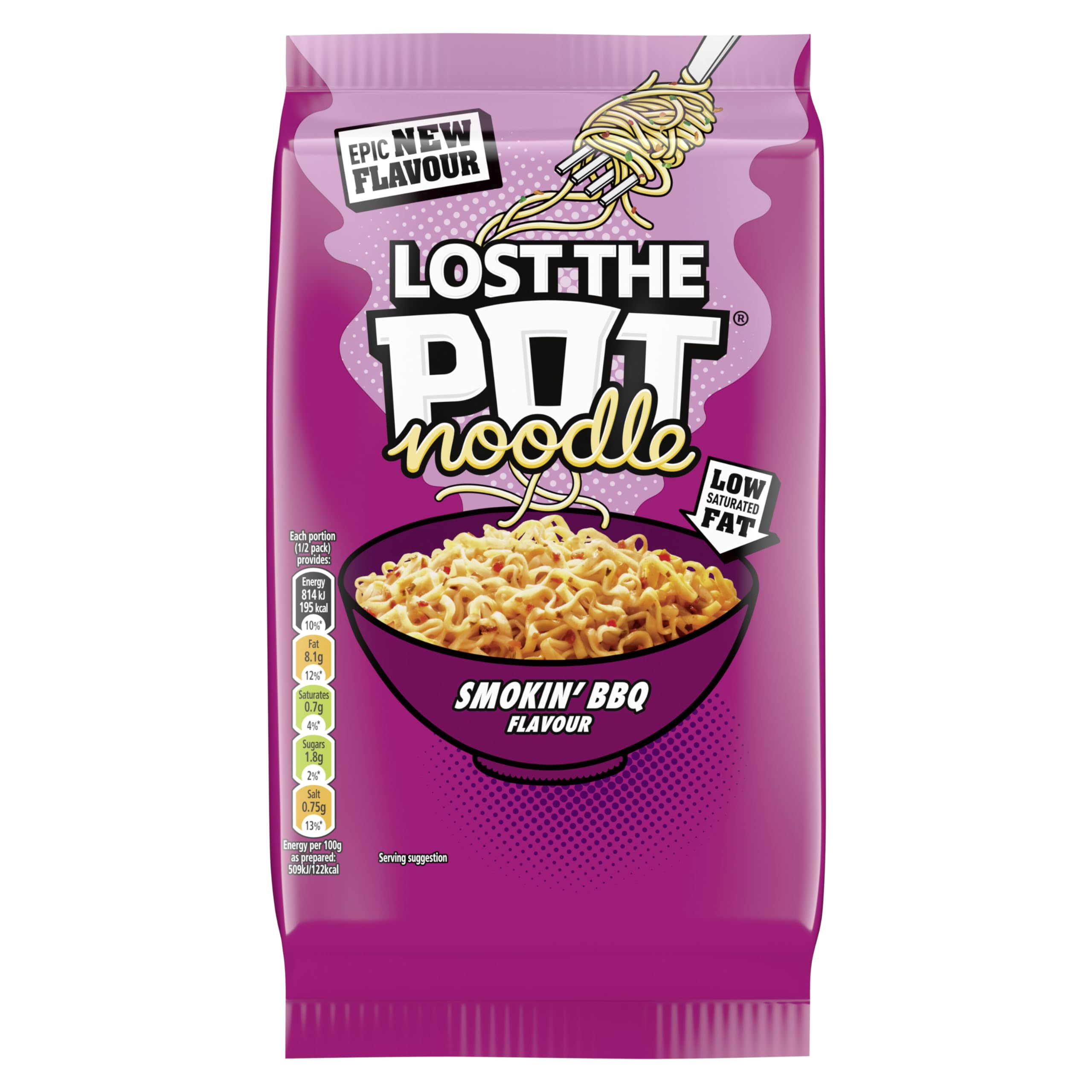 Pot Noodle Smokin’ BBQ Instant Noodles - Low Saturated Fat | 85g Pack of 16