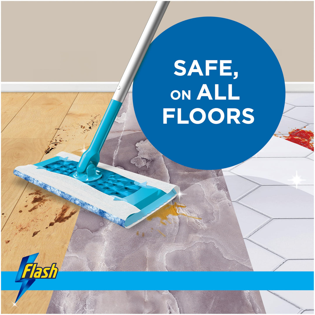 Flash Speedmop Floor Cleaner Starter Kit with Wet Refills – 1 Mop + 6 Cloths