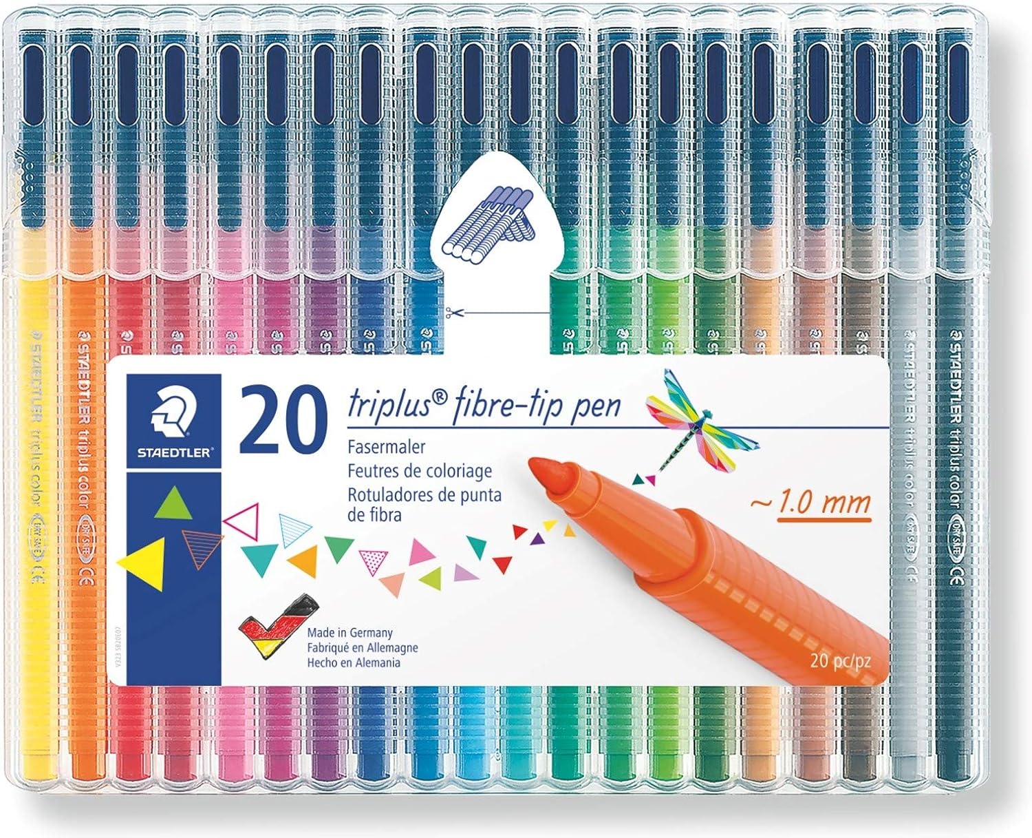STAEDTLER 323 SB20 Triplus Colour Fibre-tip Pens, 1.0 mm, Assorted Colours, Pack of 20