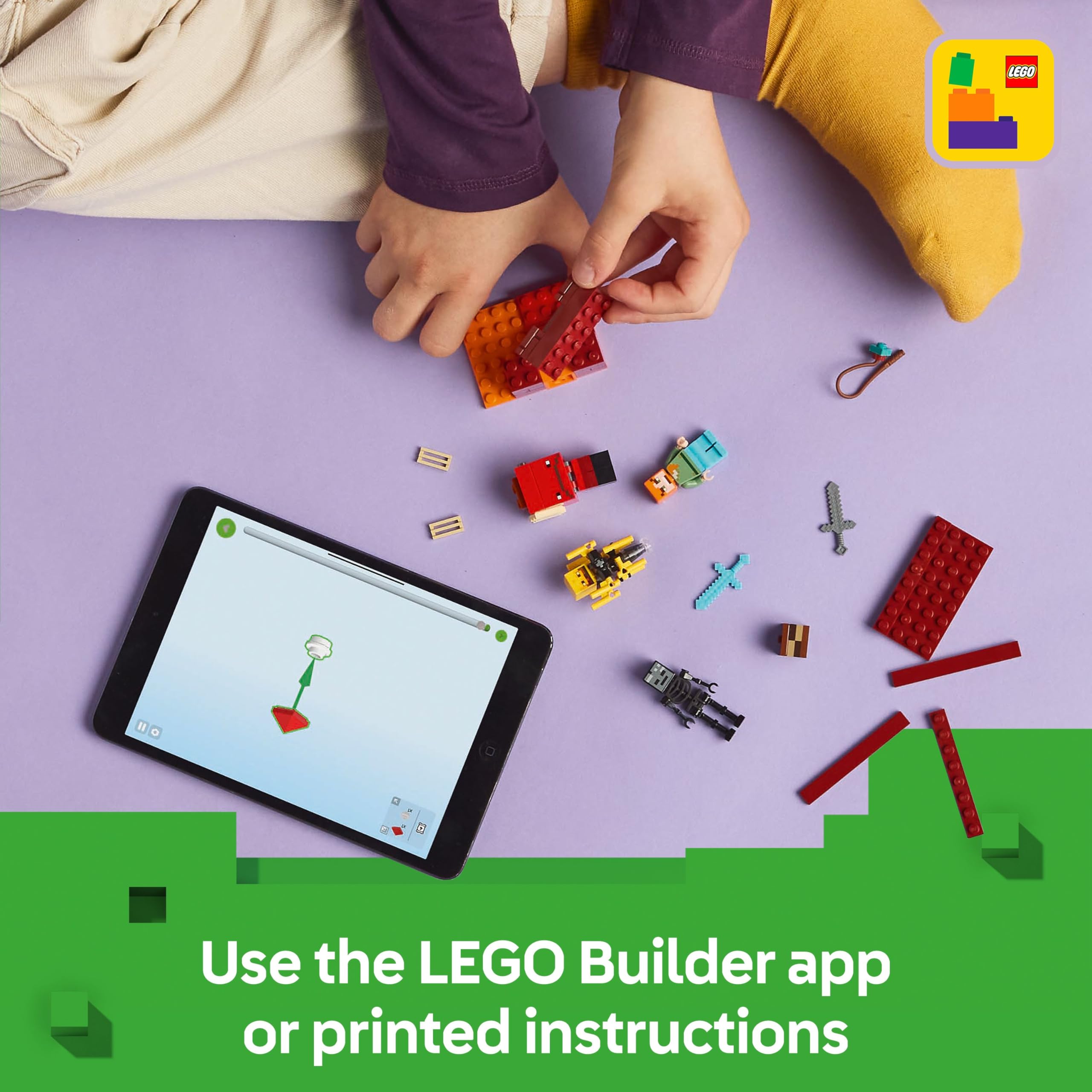 LEGO Minecraft The Nether Lava Battle Building Set - 99-Piece Playset with Alex Figure, Ages 6+ 14