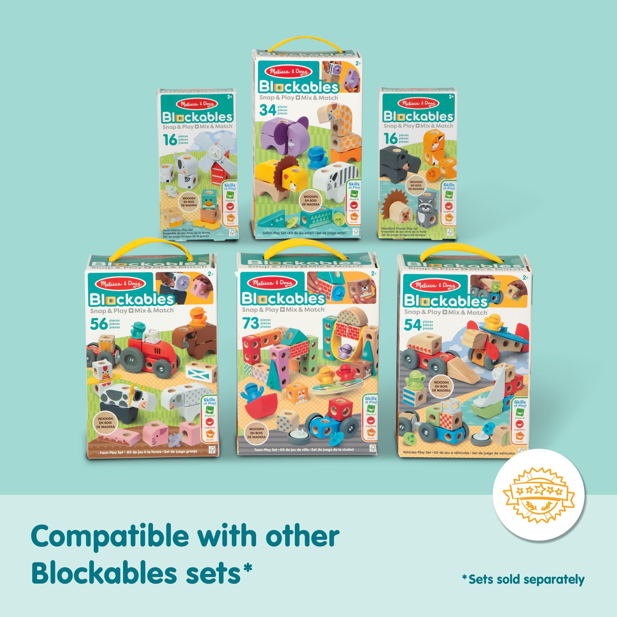 Melissa & Doug Blockables Farm Friends Snap And Play Building Blocks Set for Ages 2+ 9