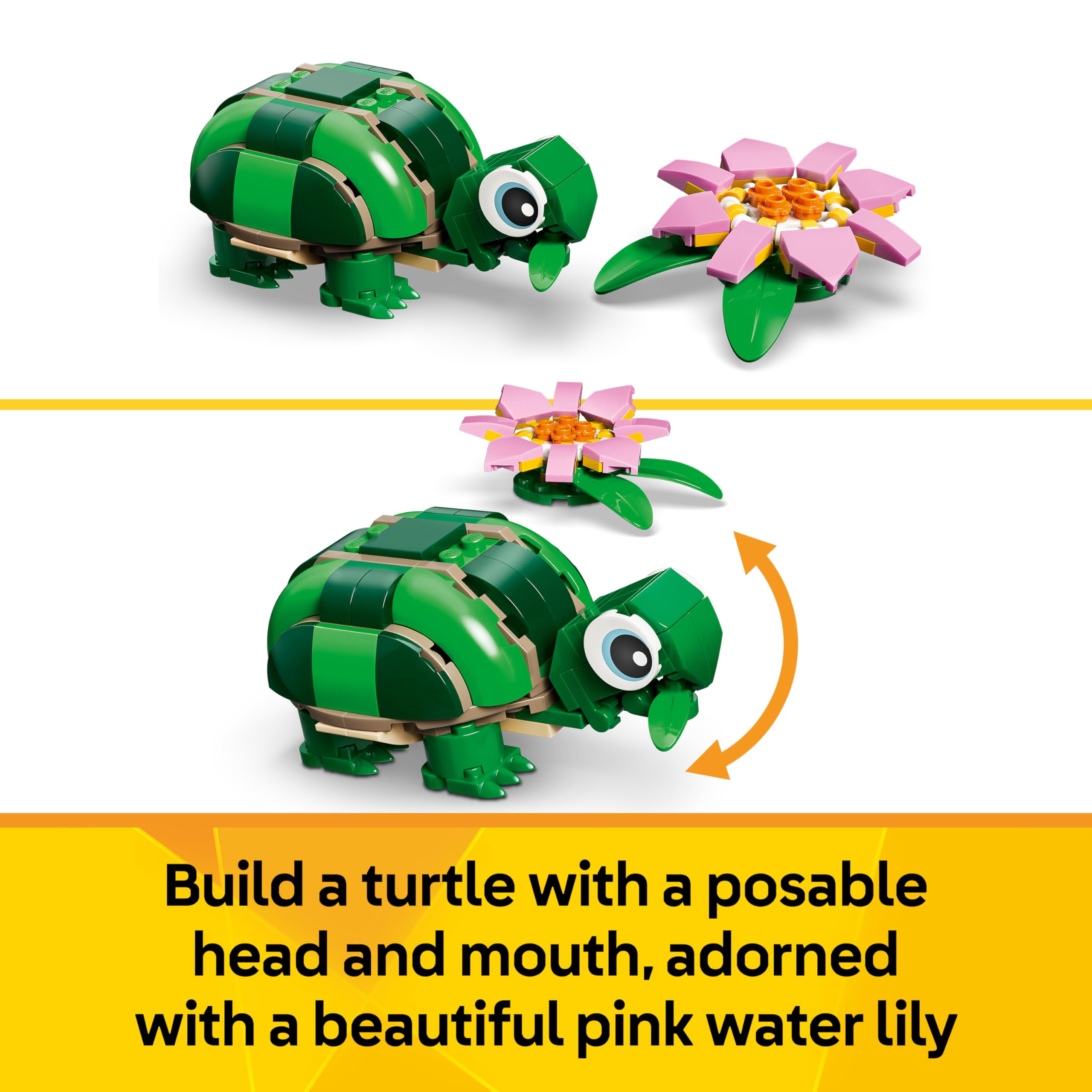 LEGO Creator 3in1 Turtle with a Water Lily Flower Toy - Animal Figure Trans 4