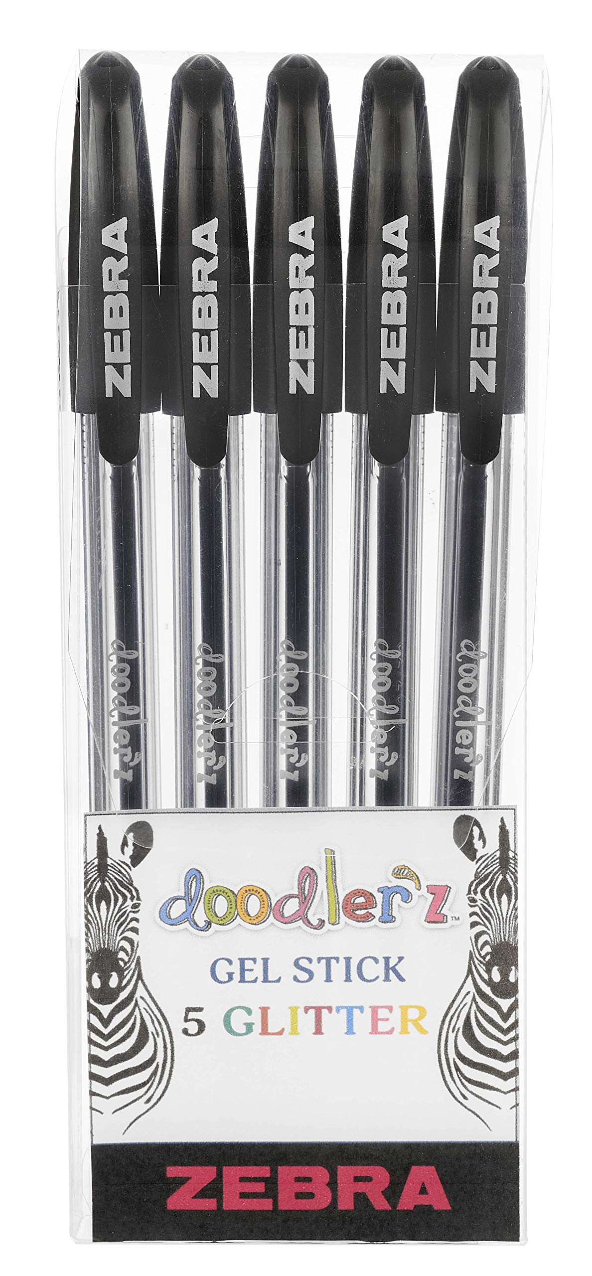 Zebra Pen Doodlerz Gel Stick Pens - 1.0mm Bold Point, Black Ink, 5-Pack