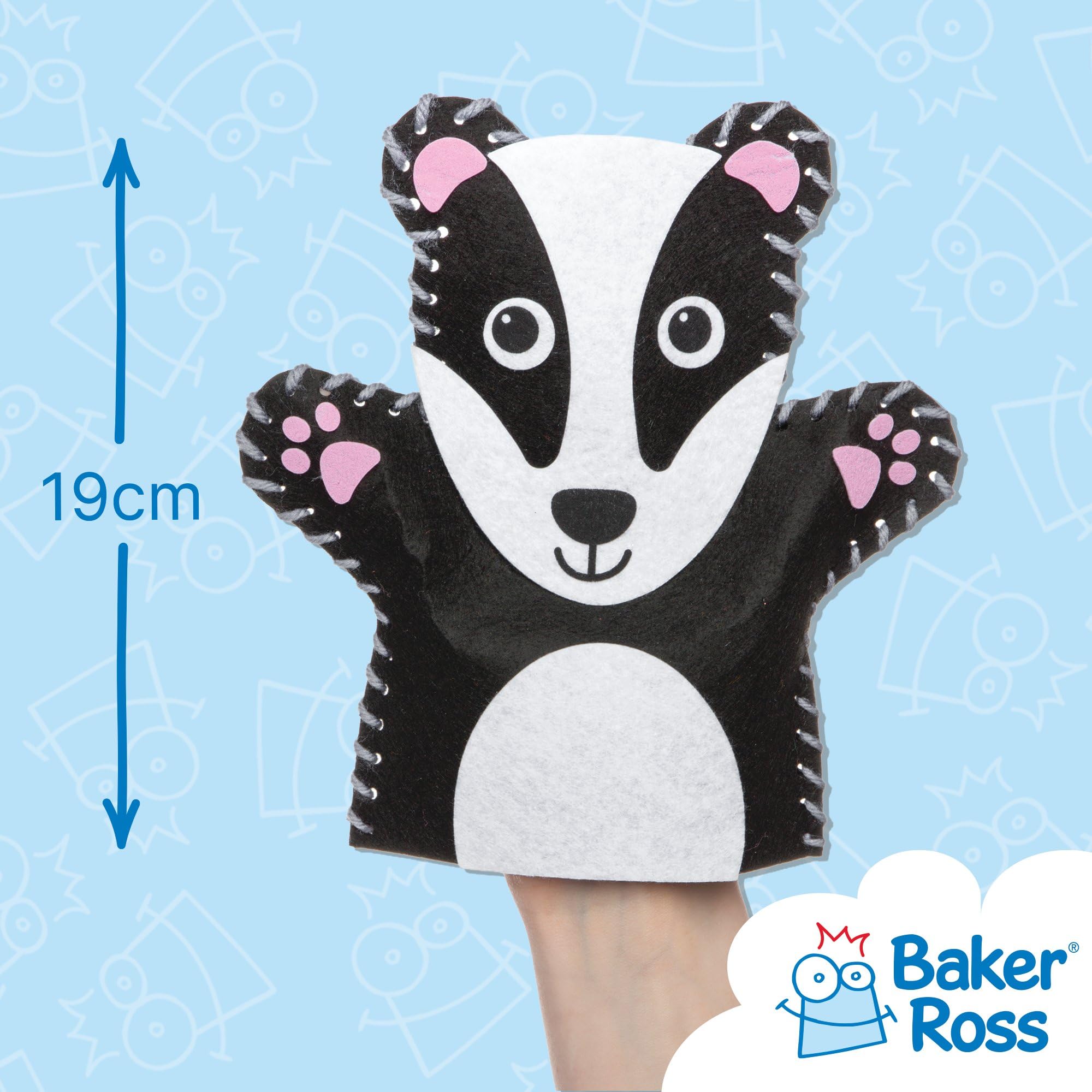 Baker Ross Woodland Animal Hand Puppet Sewing Kits - Pack of 4 for Kids Arts and Crafts 3