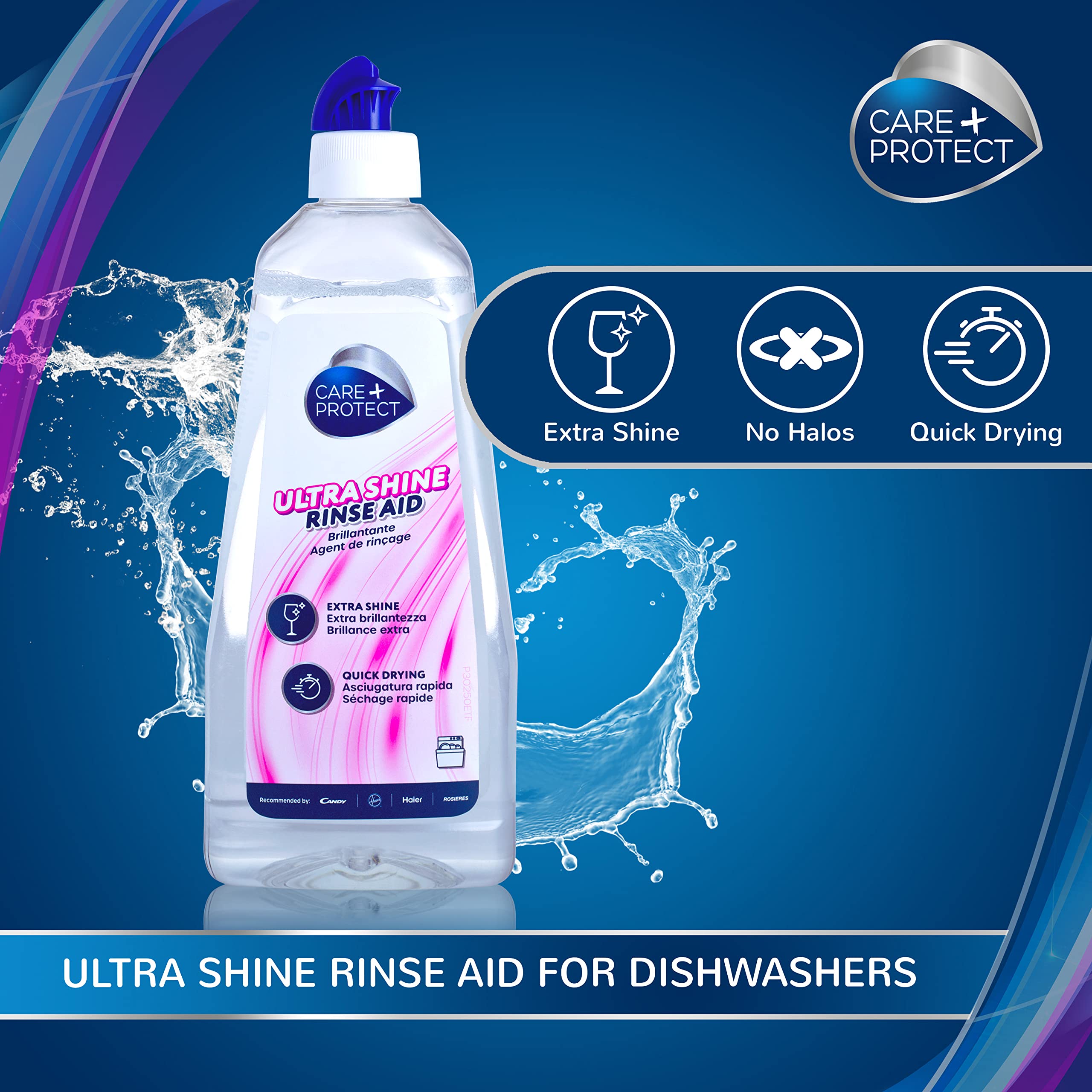 CARE + PROTECT Ultra Shine Universal Rinse Aid for Dishwasher - 500ml | Unscented | Faster Drying 2