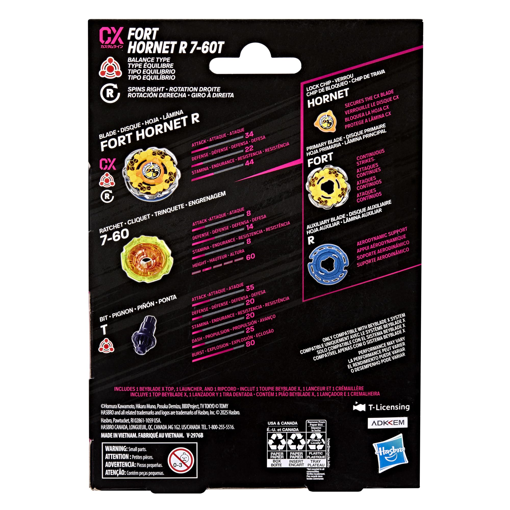 Hasbro Beyblade X Fort Hornet R 7-60T CX Starter Pack Top and Launcher | Right-Spin Balance Type | Ages 8+ 6