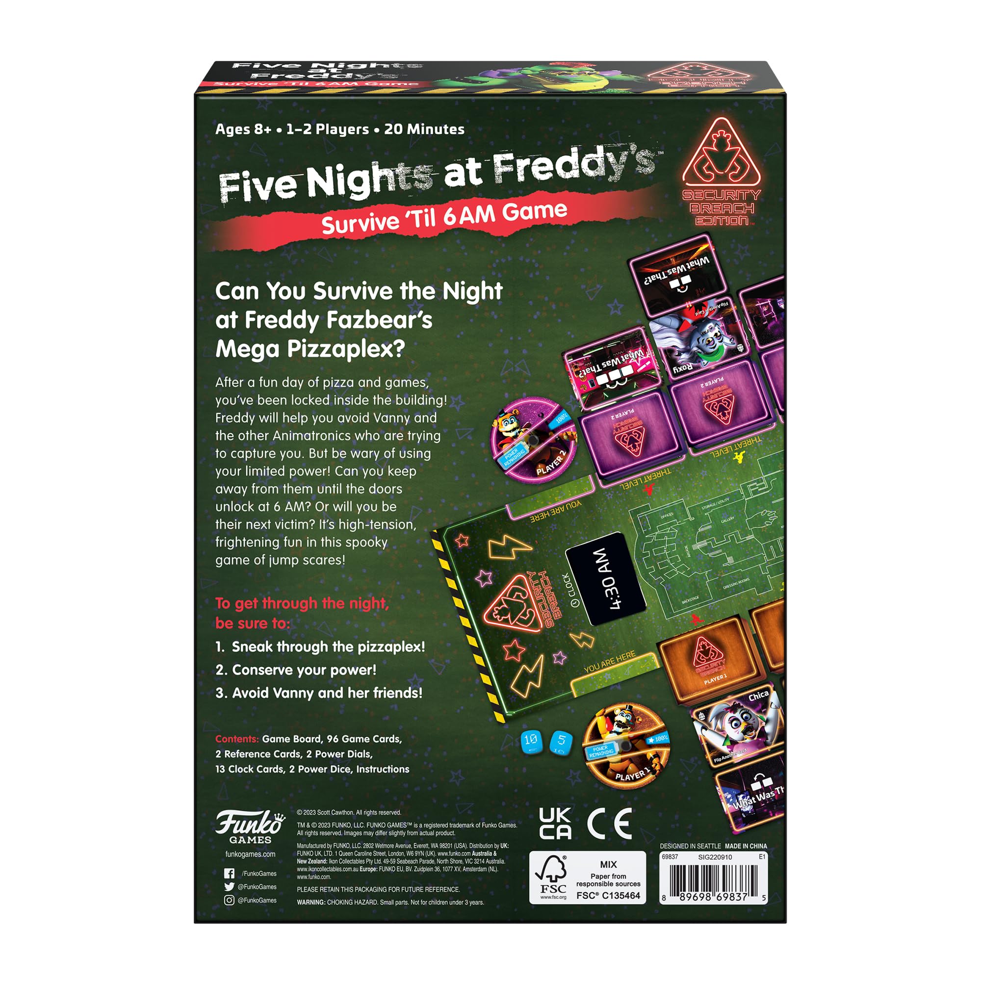 Funko Games FNAF Survive 'Till 6AM - Security Breach Edition Board Game 4