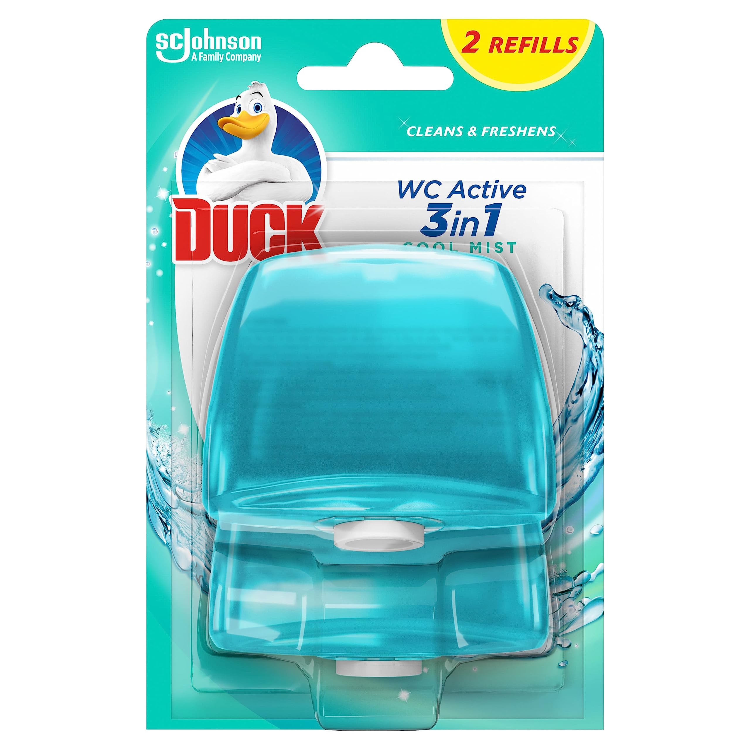 DUCK Liquid Toilet Rim Block Twin Refills - 3-in-1 Cleaner, Cool Mist Scent | Pack of 12