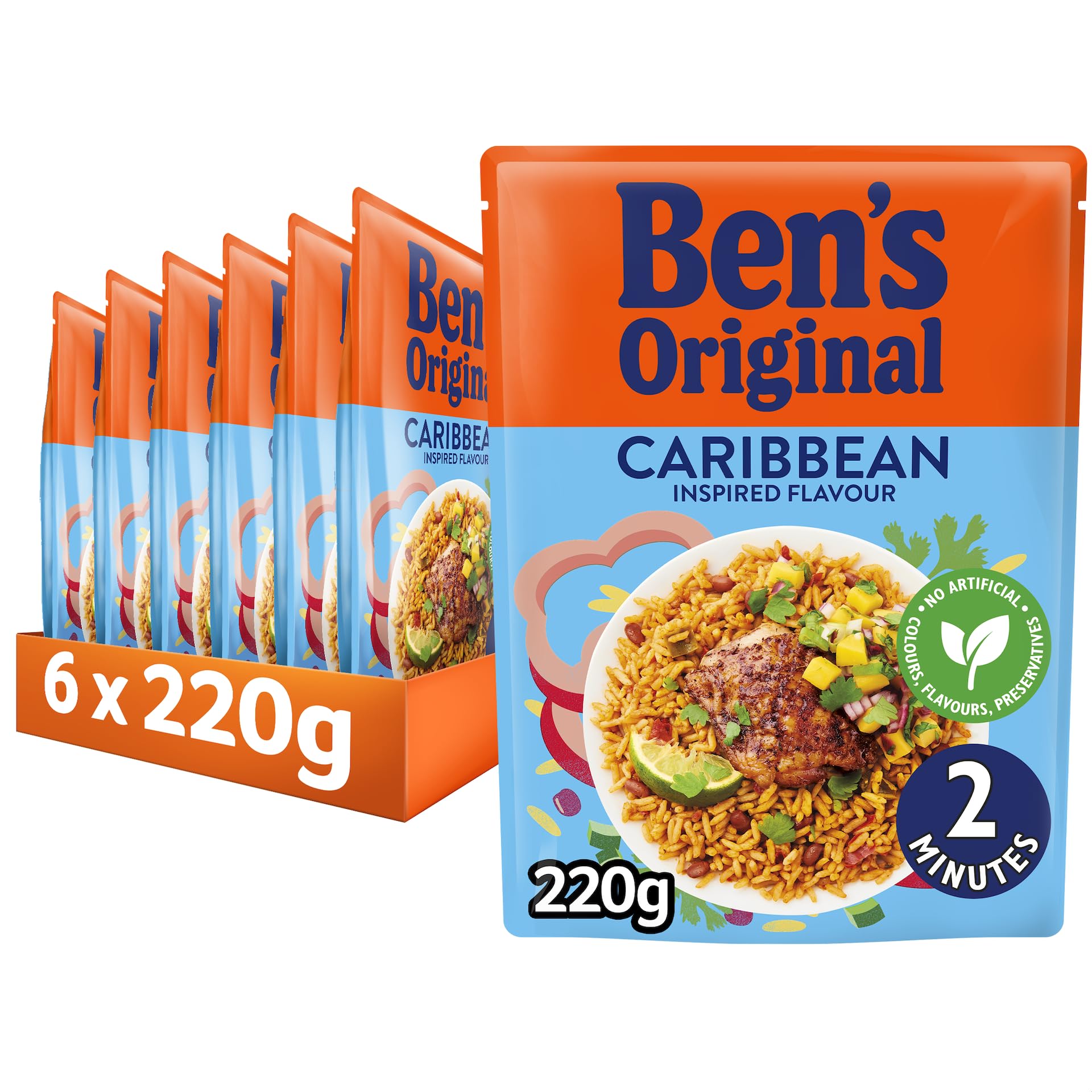 Ben's Original Caribbean Microwave Rice, 6 x 220g Pouches 1
