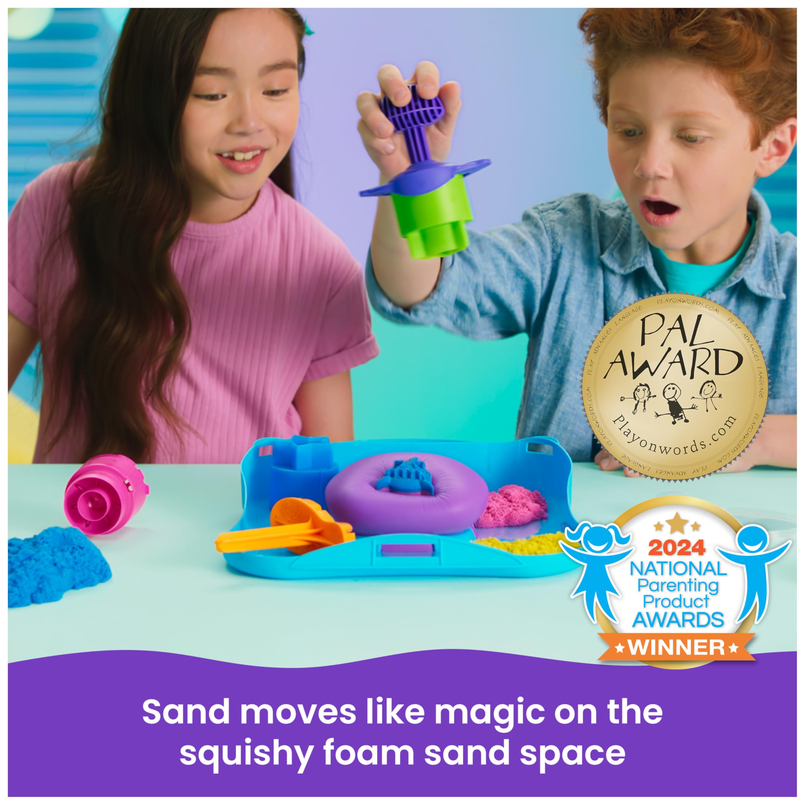 Kinetic Sand SquishMotion Playset with 453g Sand, 5 Tools & Reusable Case | Ages 5+