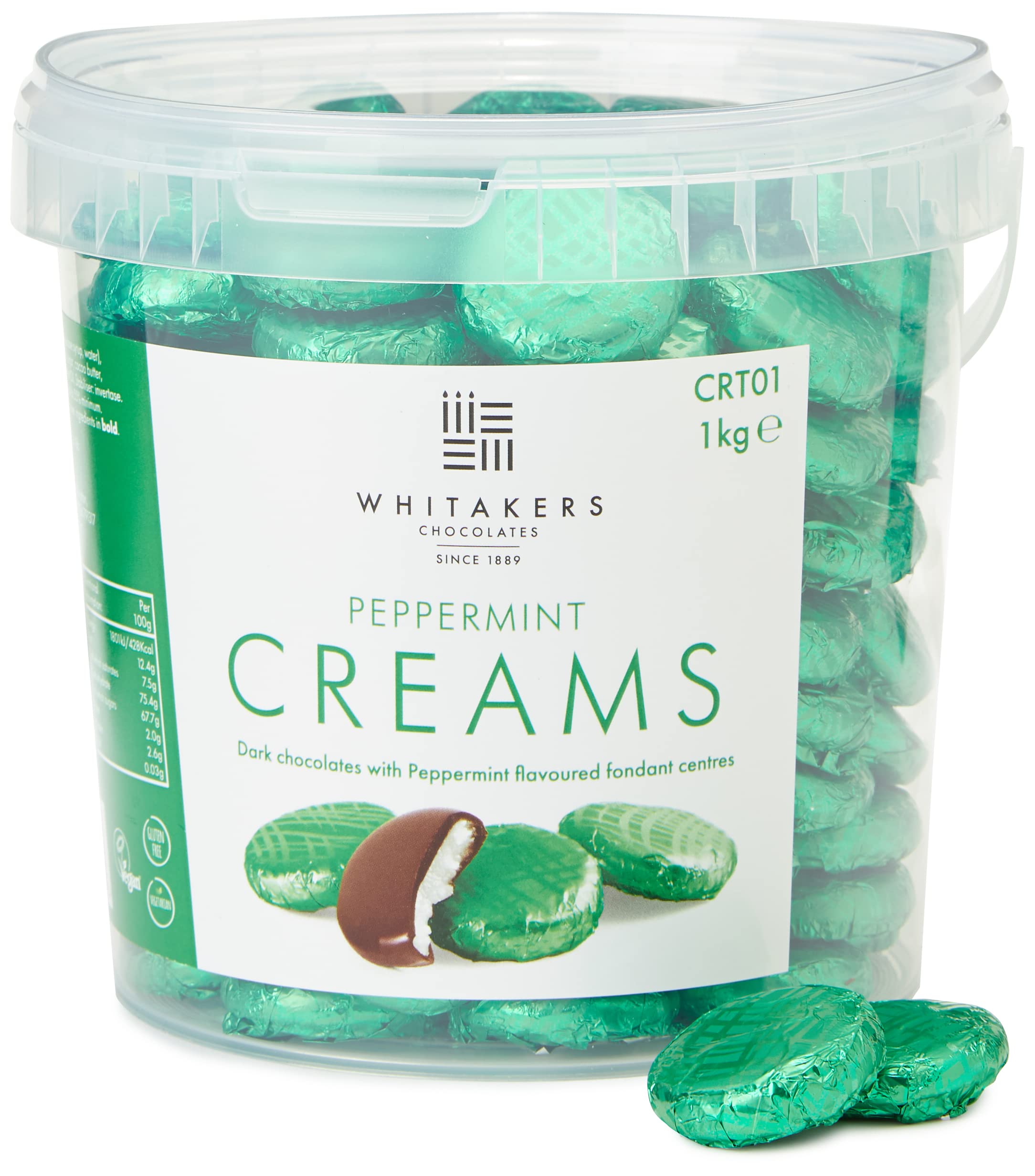 Whitakers Chocolates Crème Mint Creams - Dark Chocolate Covered, 1 Kg Box 1