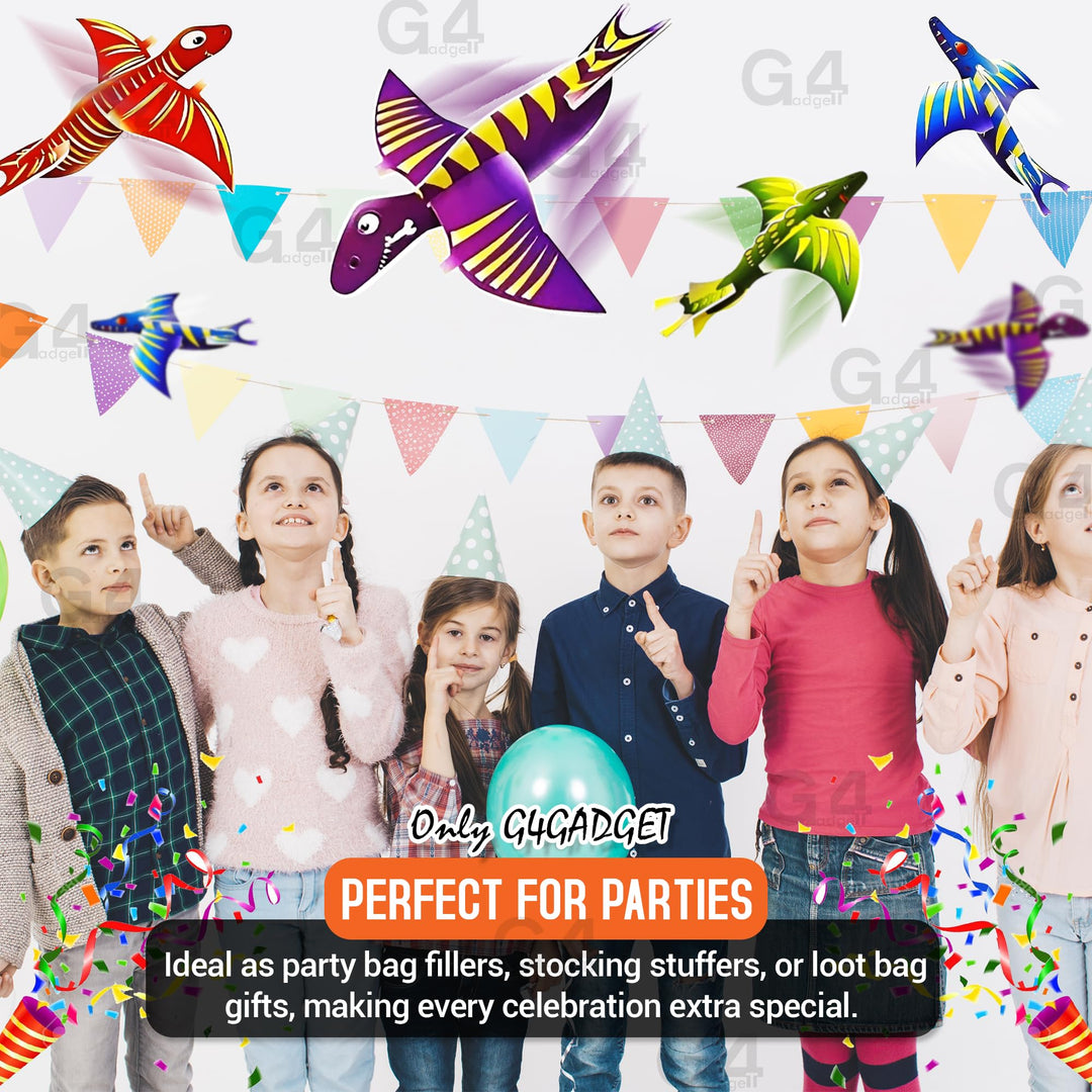 G4GADGET Dinosaur Flying Glider Planes - Pack of 12, Lightweight Foam Gliders for Kids 3+