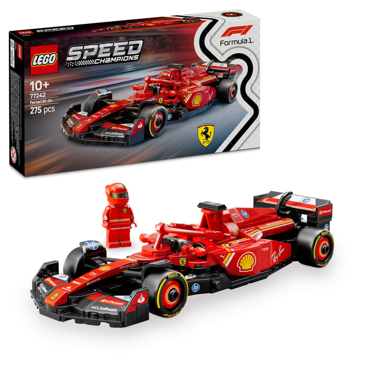 LEGO Speed Champions Ferrari SF-24 F1 Race Car Toy with Driver Minifigure - Building Set for Ages 10+