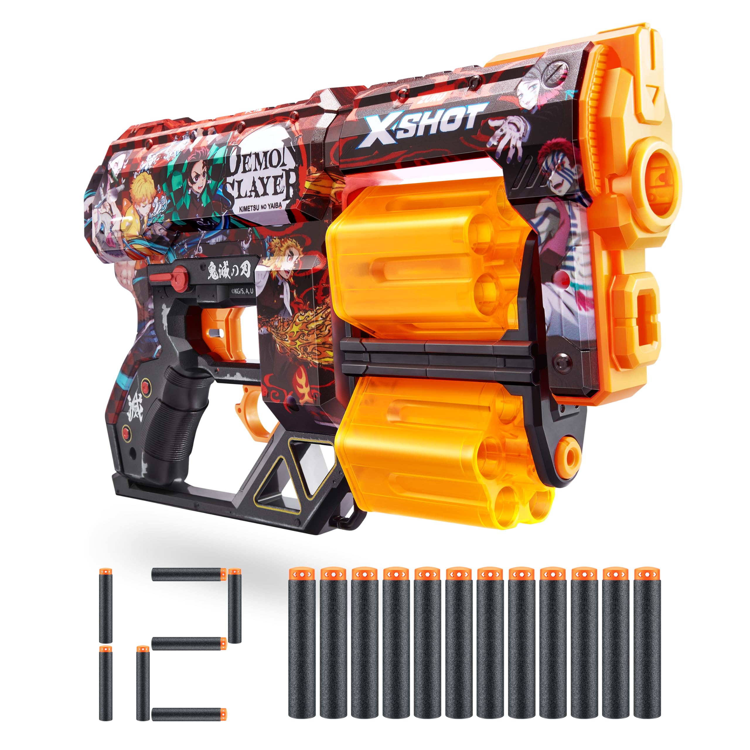 XSHOT Skins Dread Foam Blaster - Double Rotating Barrels, 12 Darts, 27m Range