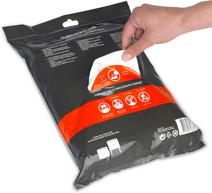 Brabantia PerfectFit Bin Liners - Thick Plastic Trash Bags for 36L Bins (Model 138546)