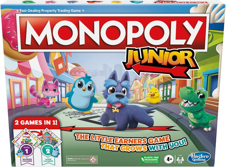 Monopoly Junior Board Game, 2-Sided Gameboard, 2 Games in 1