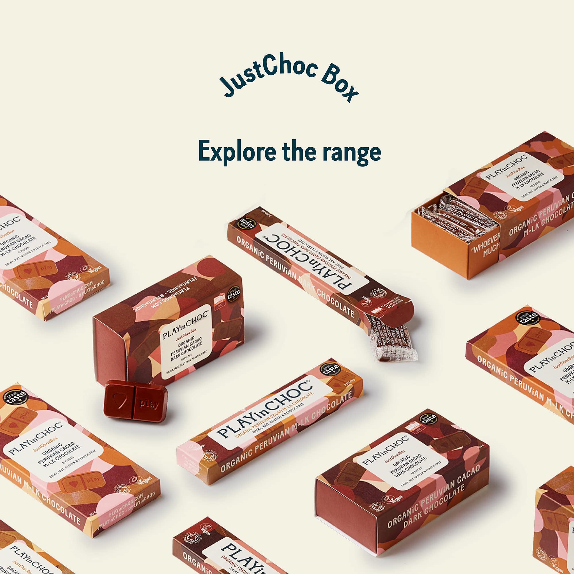 PLAYin CHOC JustChoc Organic Vegan Chocolate Bars - Allergy-Free Dairy-Free Treats 12