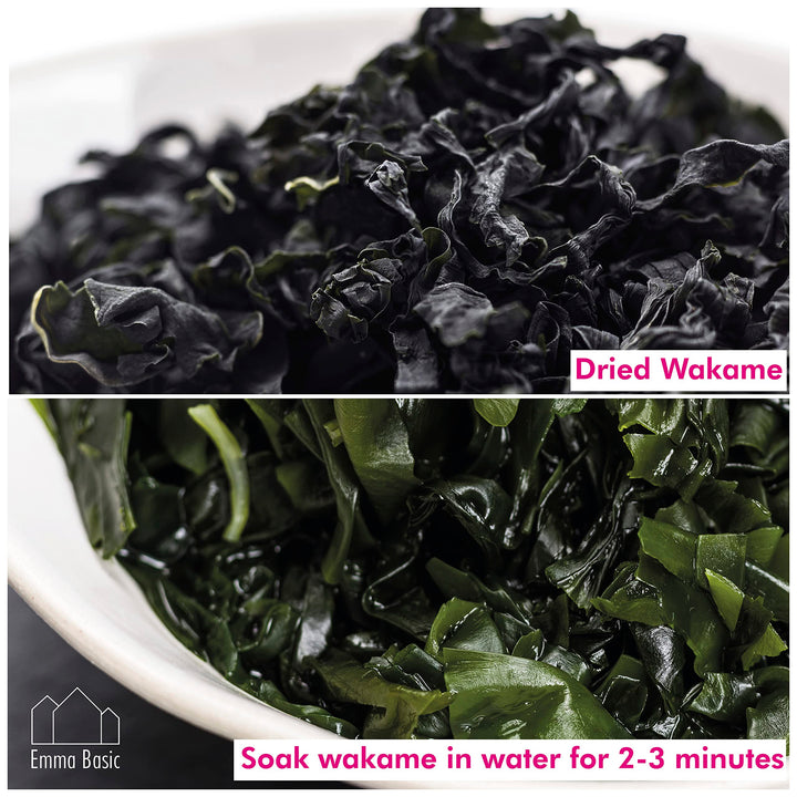 Emma Basic Dried Wakame 500g - High Fibre & Protein Seaweed - Ready in 3 Minutes