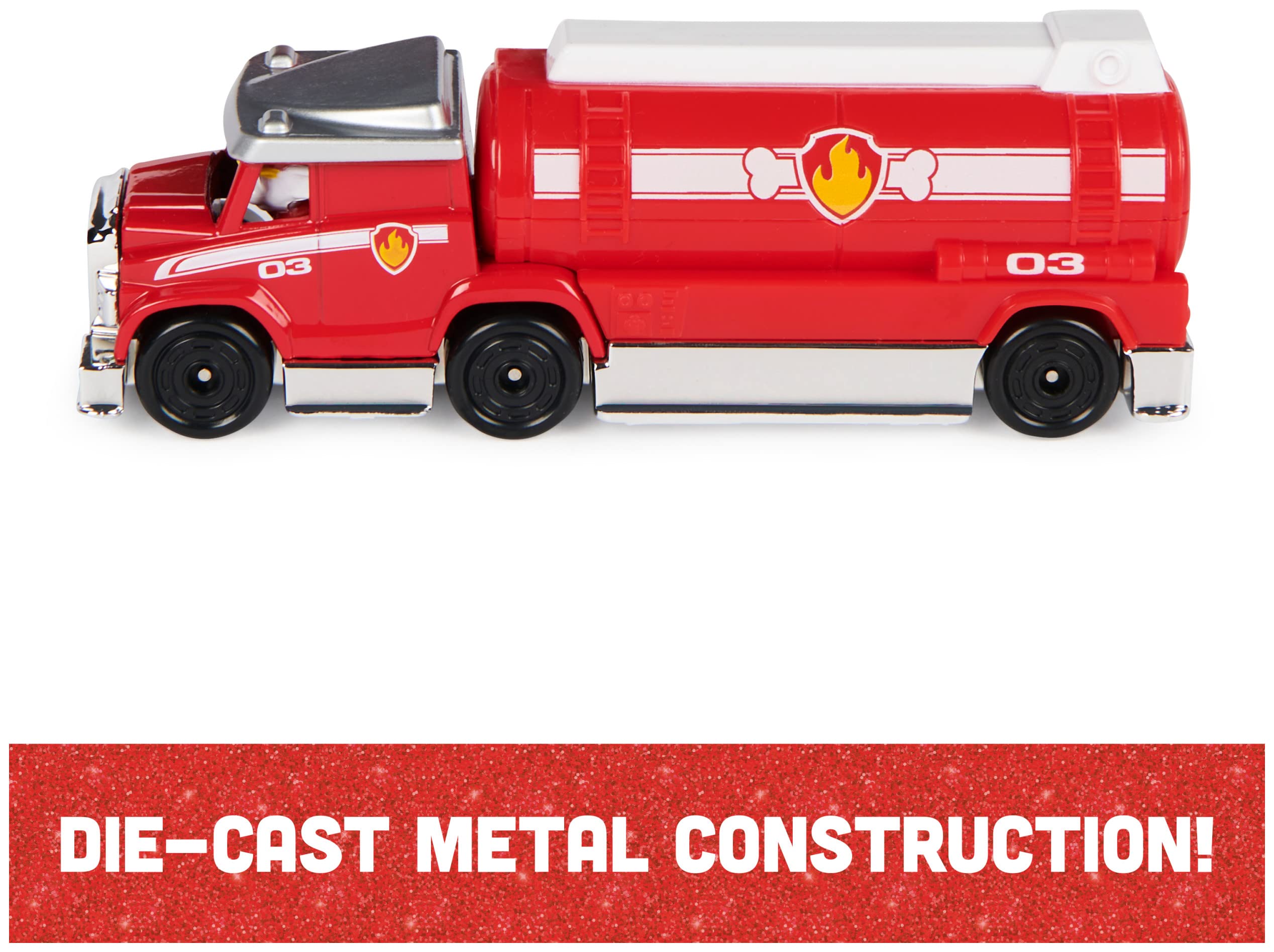 Paw Patrol Big Truck Pups True Metal Vehicles Set with Chase, Marshall, and Skye 6
