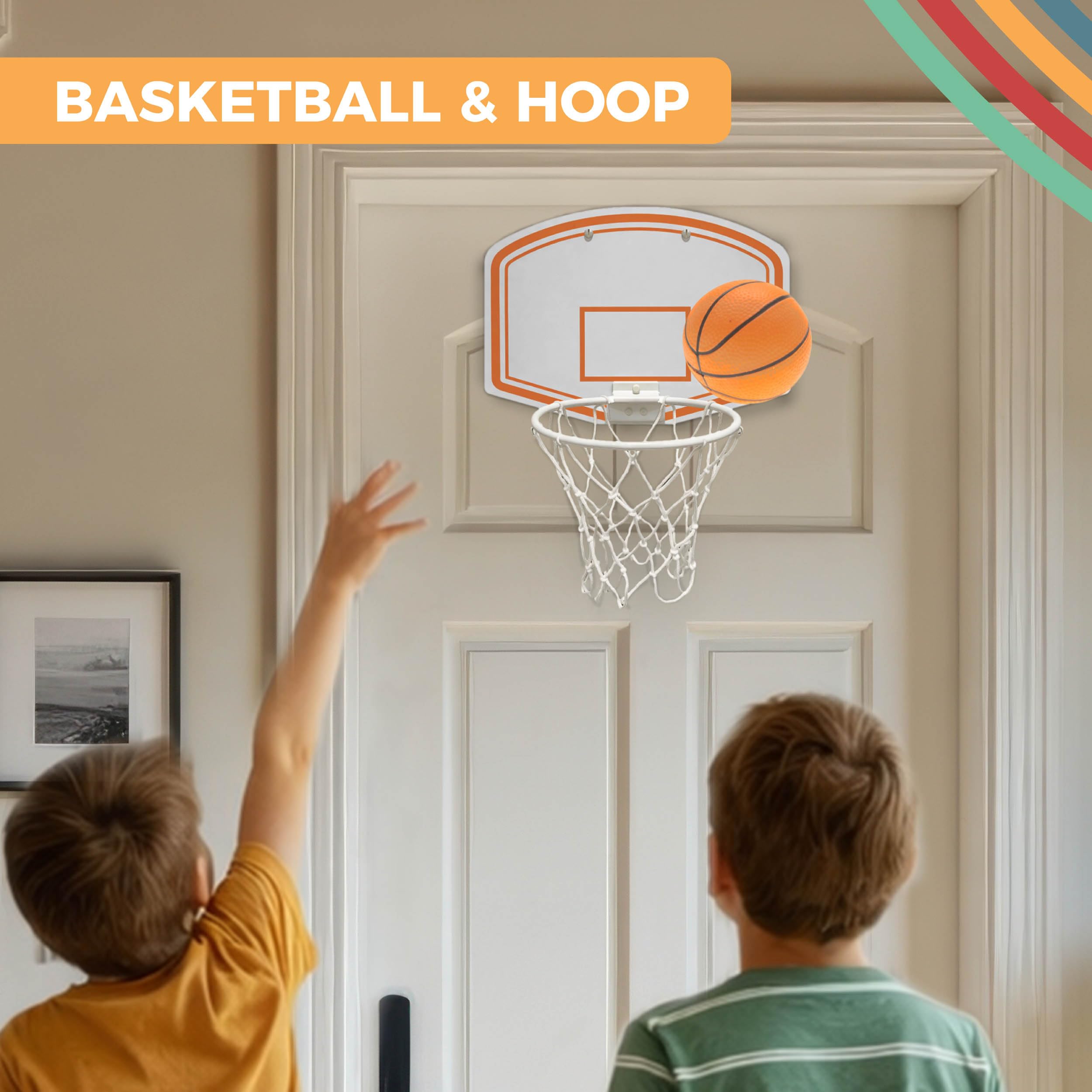 Mookie Activo Kids Indoor Basketball Hoop Set with Ball | Easy Setup | Develops Coordination
