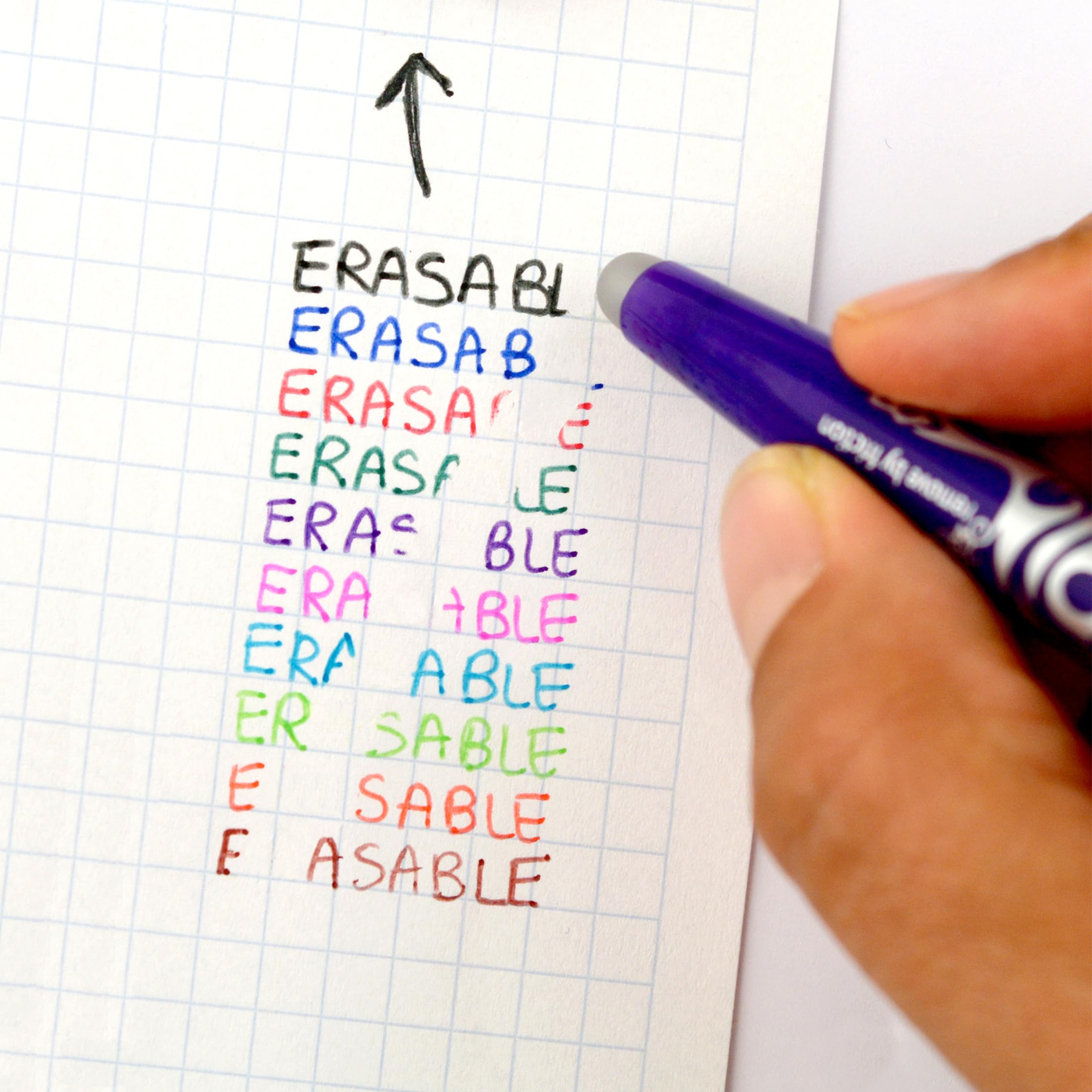 PILOT FriXion Ball Erasable Rollerball Pen - Medium 0.7mm Tip | Black, Green, Violet Ink | Pack of 1 3