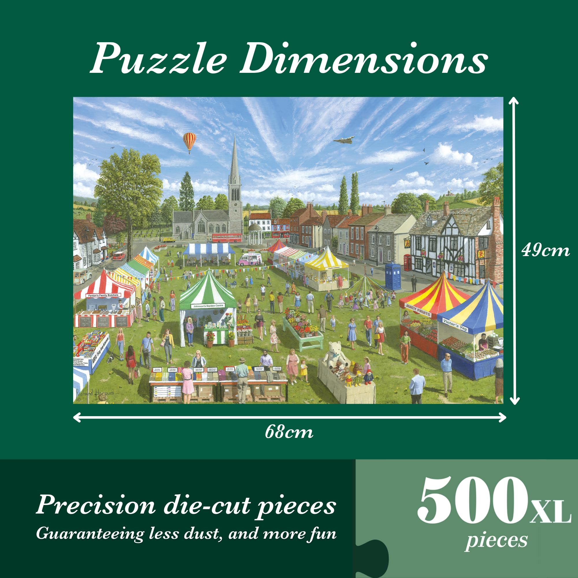 Falcon The Village Fete - 500XL Piece Jigsaw Puzzle for Adults | Richard Harpum Illustration | Recycled Cardboard 2