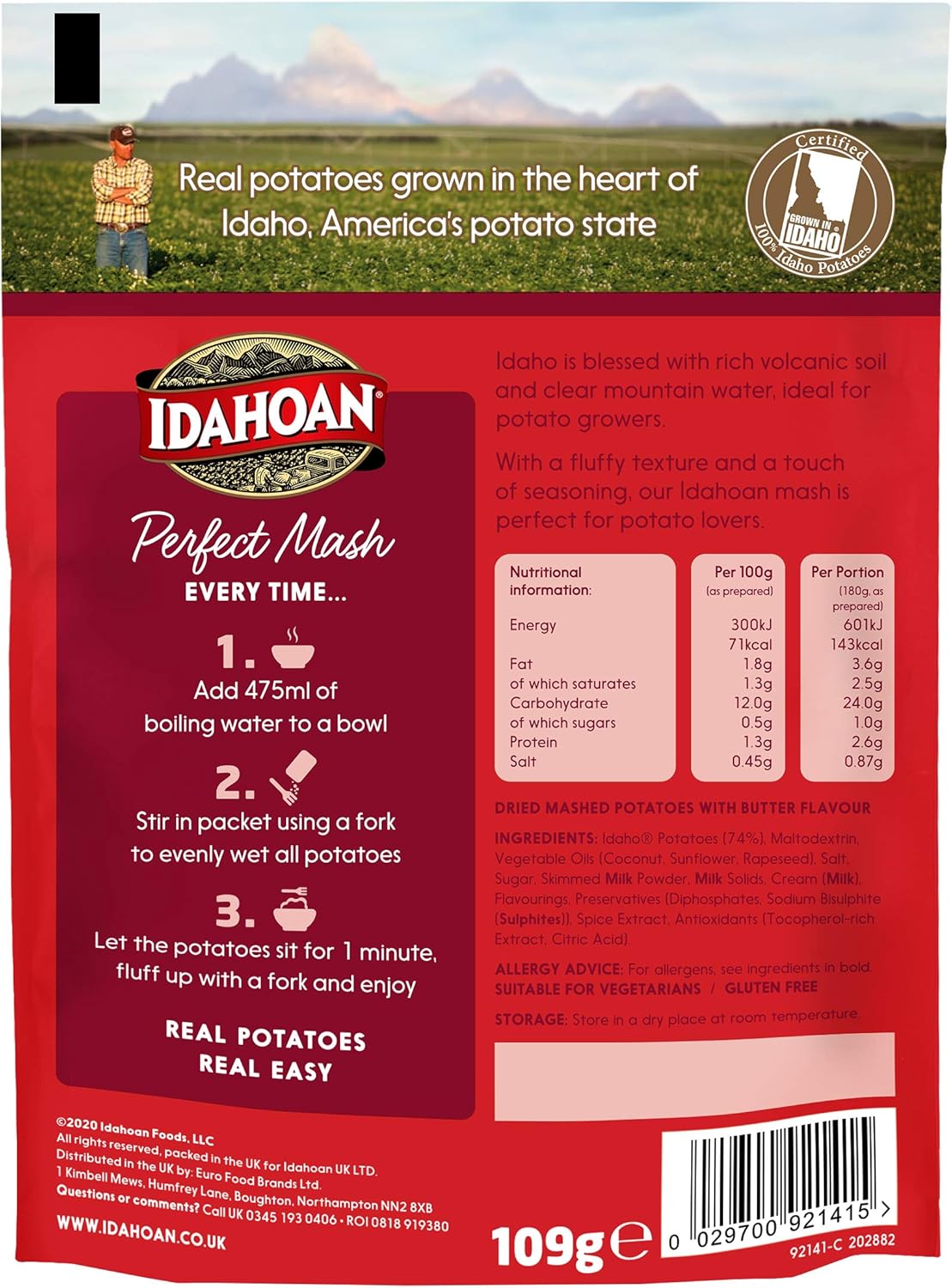 Idahoan Buttery Potato Mash - Instant Mashed Potatoes, Pack of 12