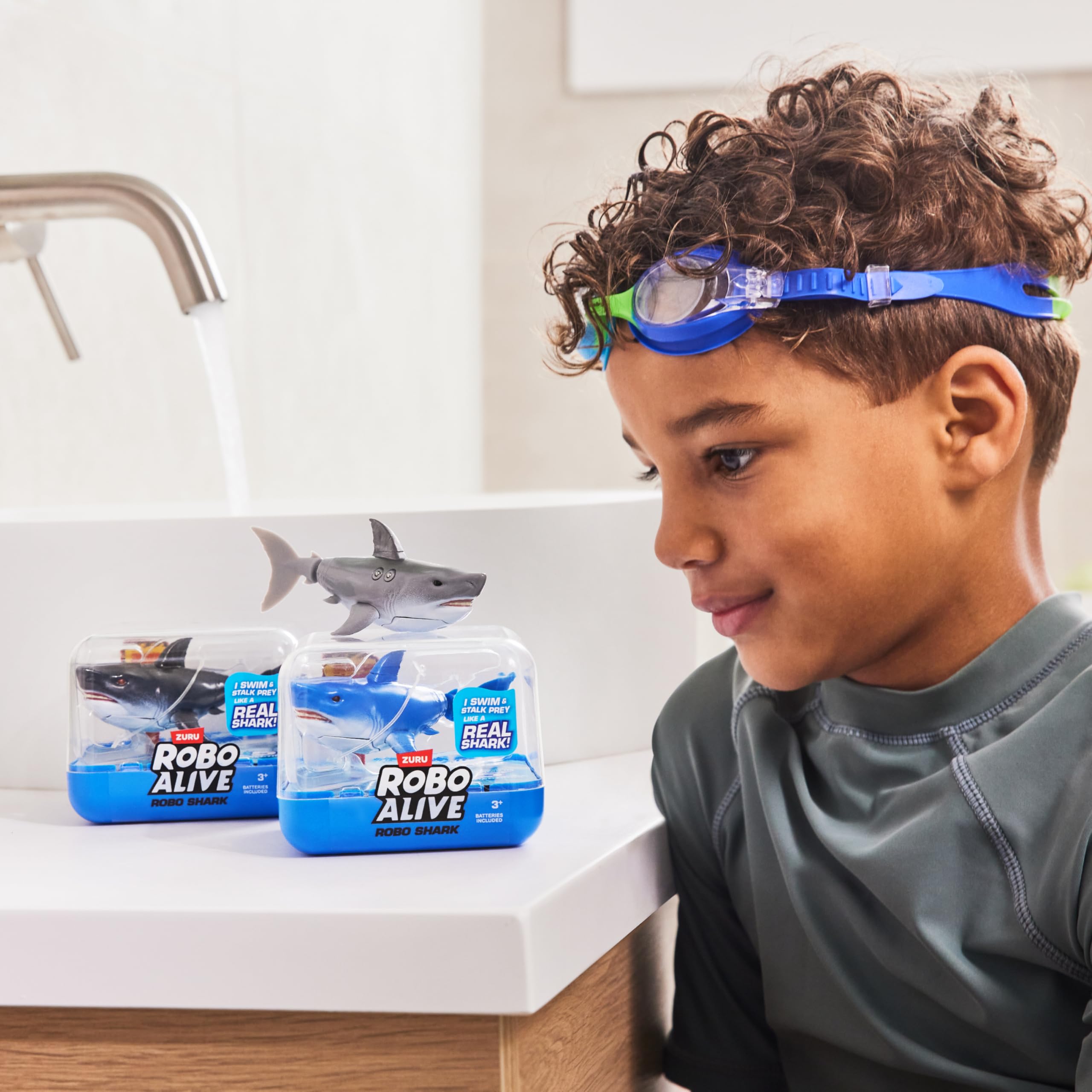 Robo Alive Robo Shark Water Activated Swimming Toy - 2 Pack Blue | Ages 3+ | Plastic 4