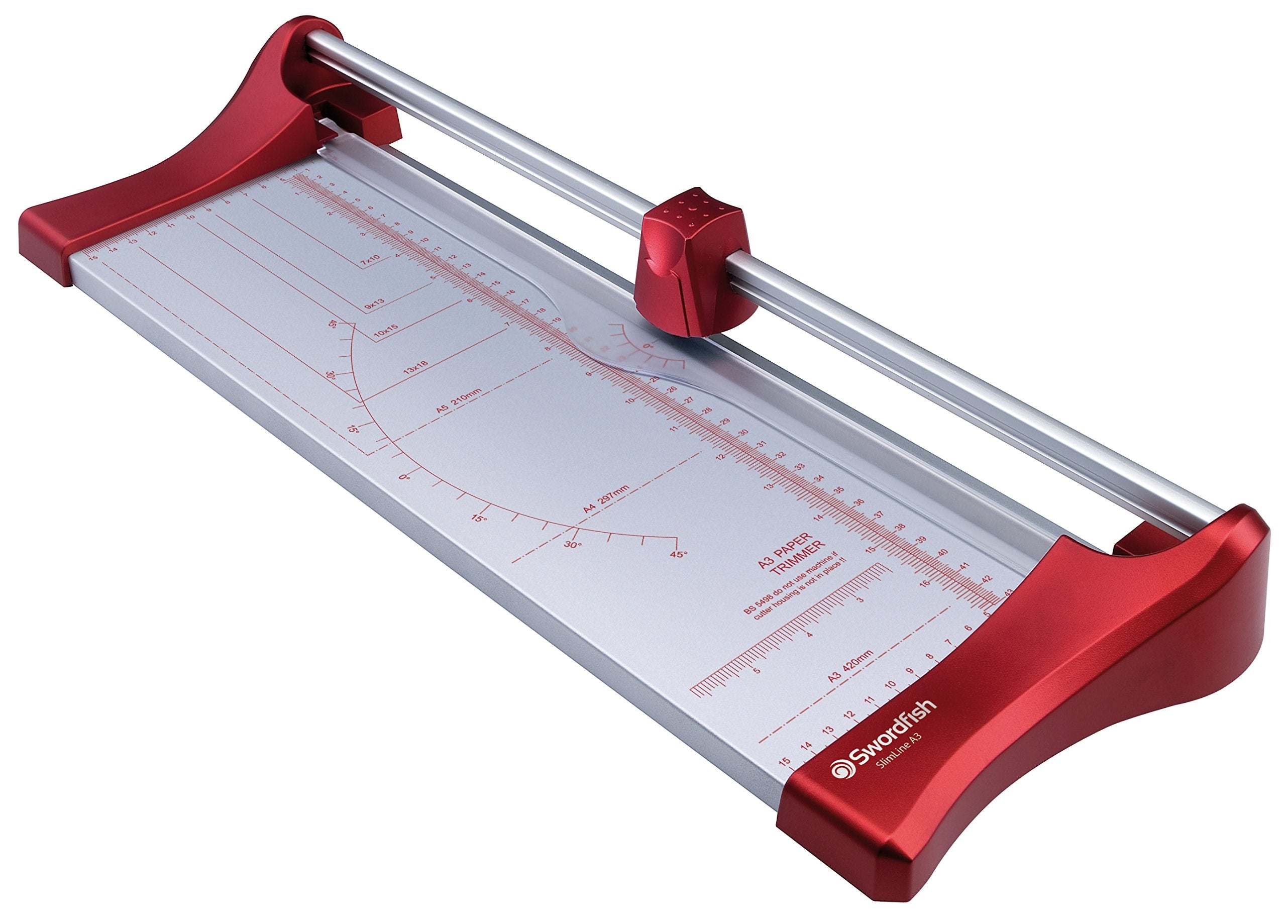Swordfish Slimline A3 Rotary Paper Trimmer - 10 Sheet Capacity | Carbon Steel Blade | Red 1