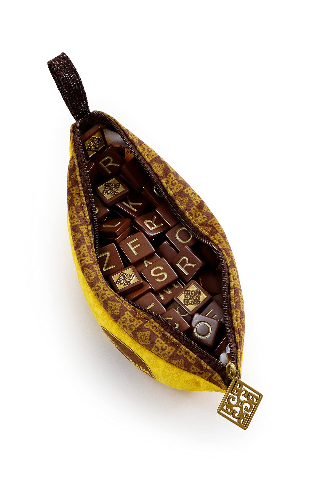 BANANAGRAMS Signature Edition Word Game - 144 Tiles, 10 Luxe Tiles, Premium Fabric Pouch - 1-8 Players
