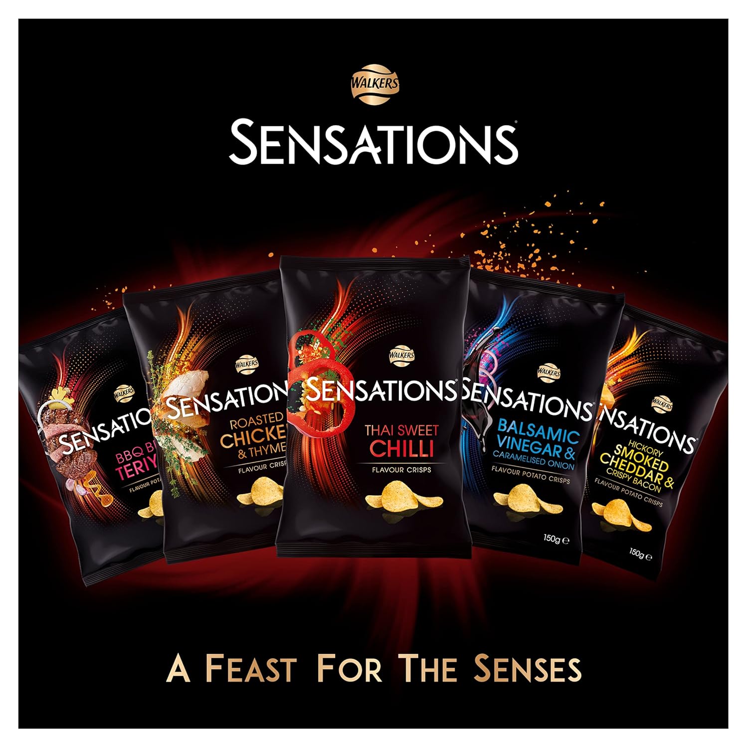 Sensations Roast Chicken & Thyme Thick Cut Premium Potato Crisps, Sharing Bag 150g 4