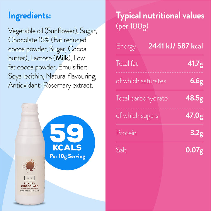 Simply Luxury Chocolate with Hazelnut Flavouring Topping Sauce, 1 kg