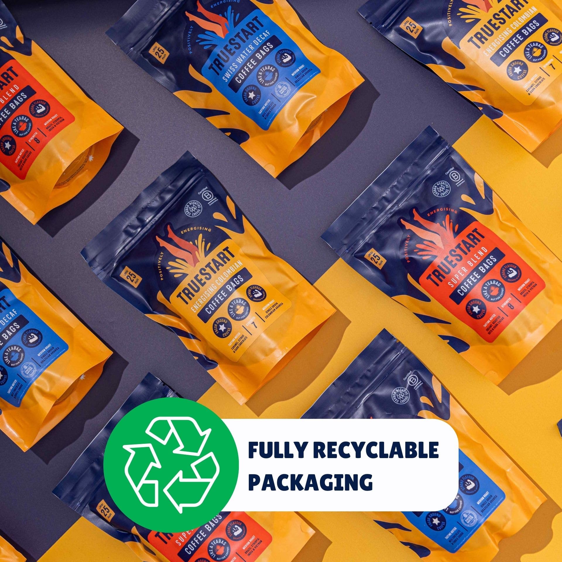 TrueStart Coffee Bags, Super Blend Strong – 25 Loose Bags, Mycotoxin-Free, Rich in Antioxidants, Gluten Free, Individually Wrapped & Resealable Pouch 3