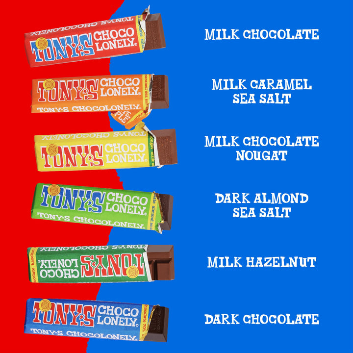 Tony's Chocolonely Extended Rainbow Tasting Pack - 8 Bars, 385g, Assorted Flavours