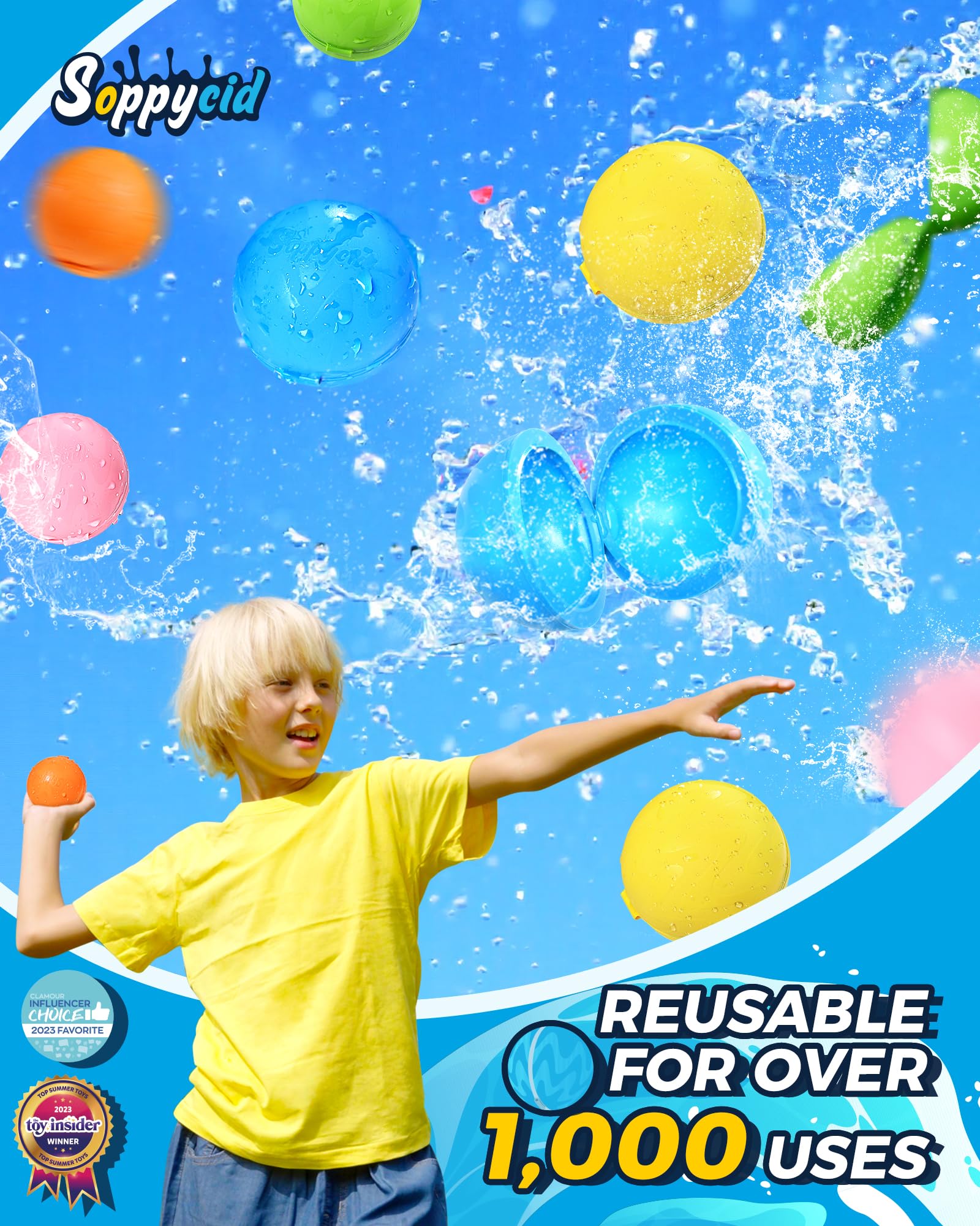 KOKODI Reusable Water Balloons - 12PCS Self Sealing Silicone for Ages 3+ | Instant Fill 4