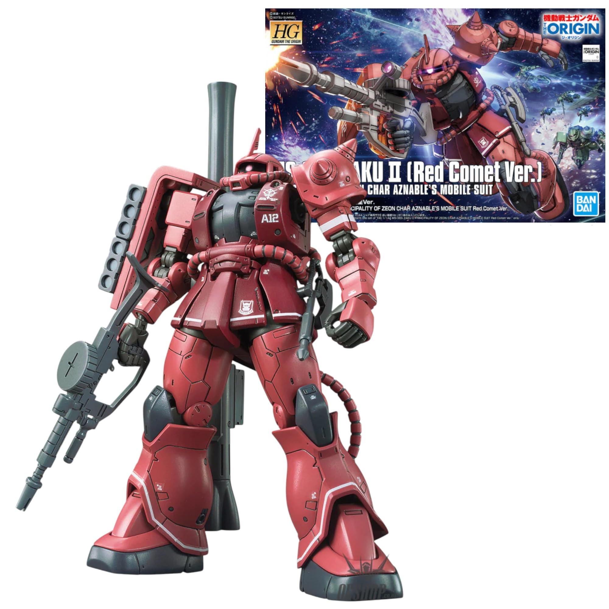 BANDAI SPIRITS HG MS-06S Zaku II (Red Comet Ver.) 1/144 Scale Model Kit | Snap-Fit