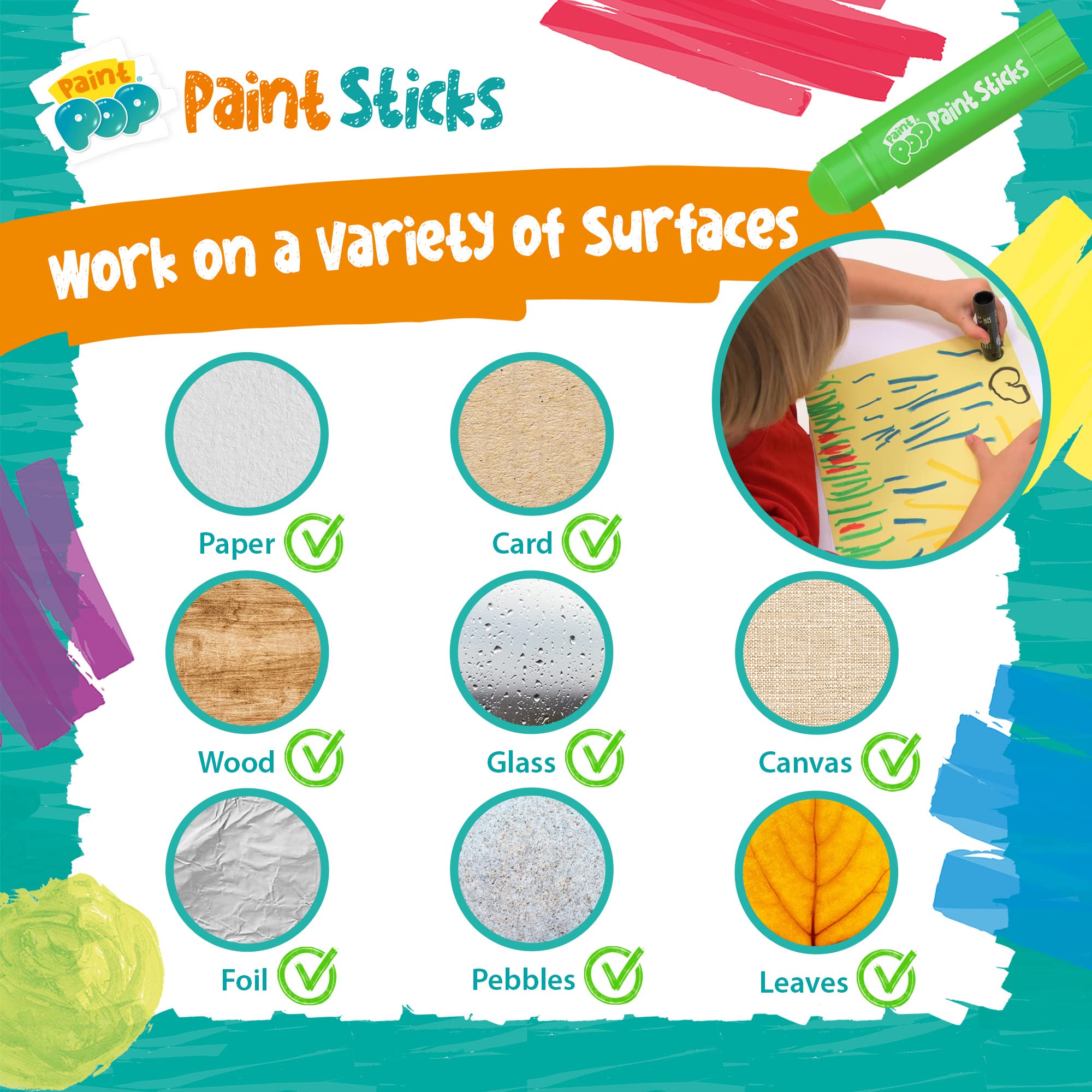 Paint Pop Paint Sticks for Kids - 12 Pack Assorted Colours | Twist & Paint Action 6
