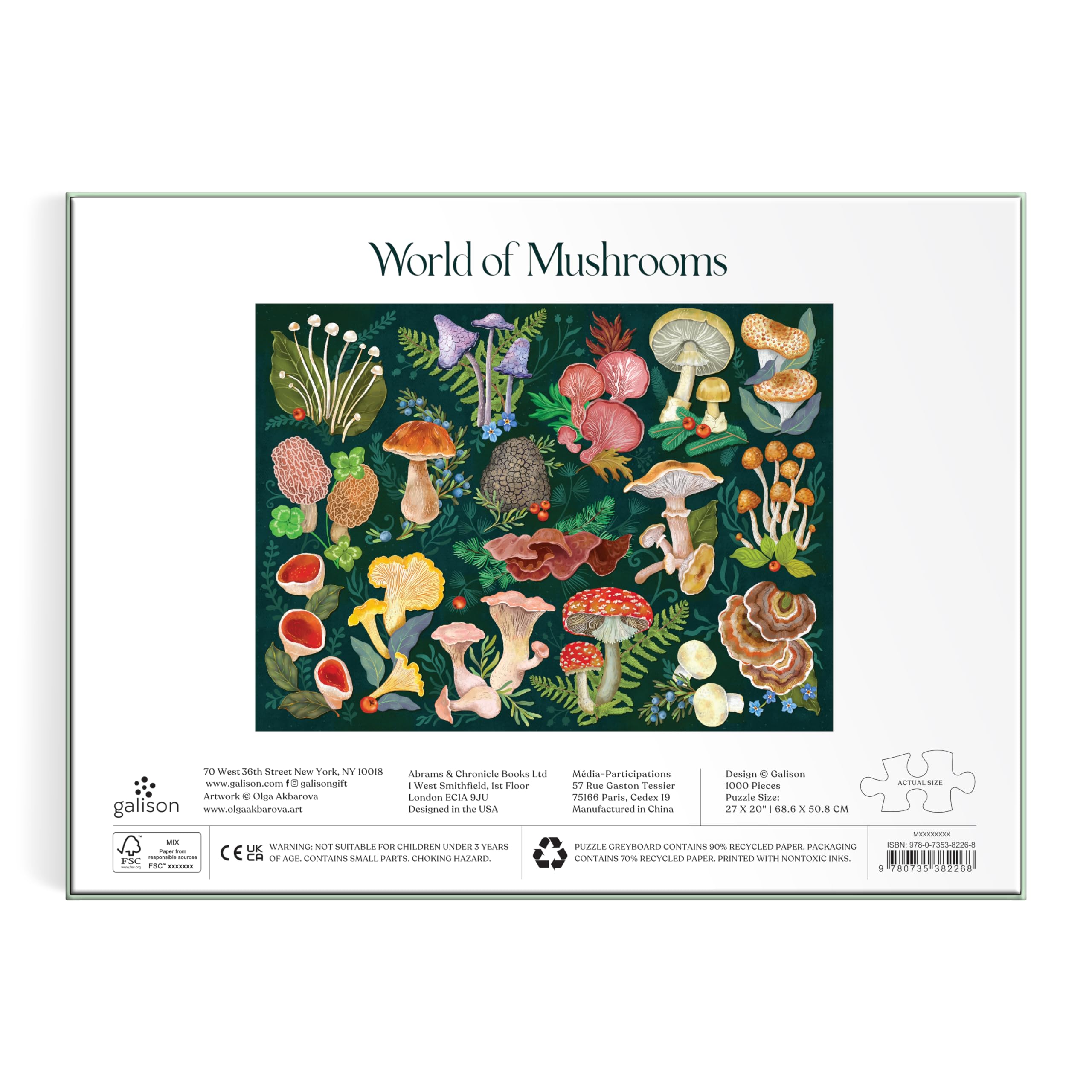Galison World of Mushrooms 1000 Piece Jigsaw Puzzle | Features Glossary of Species 5