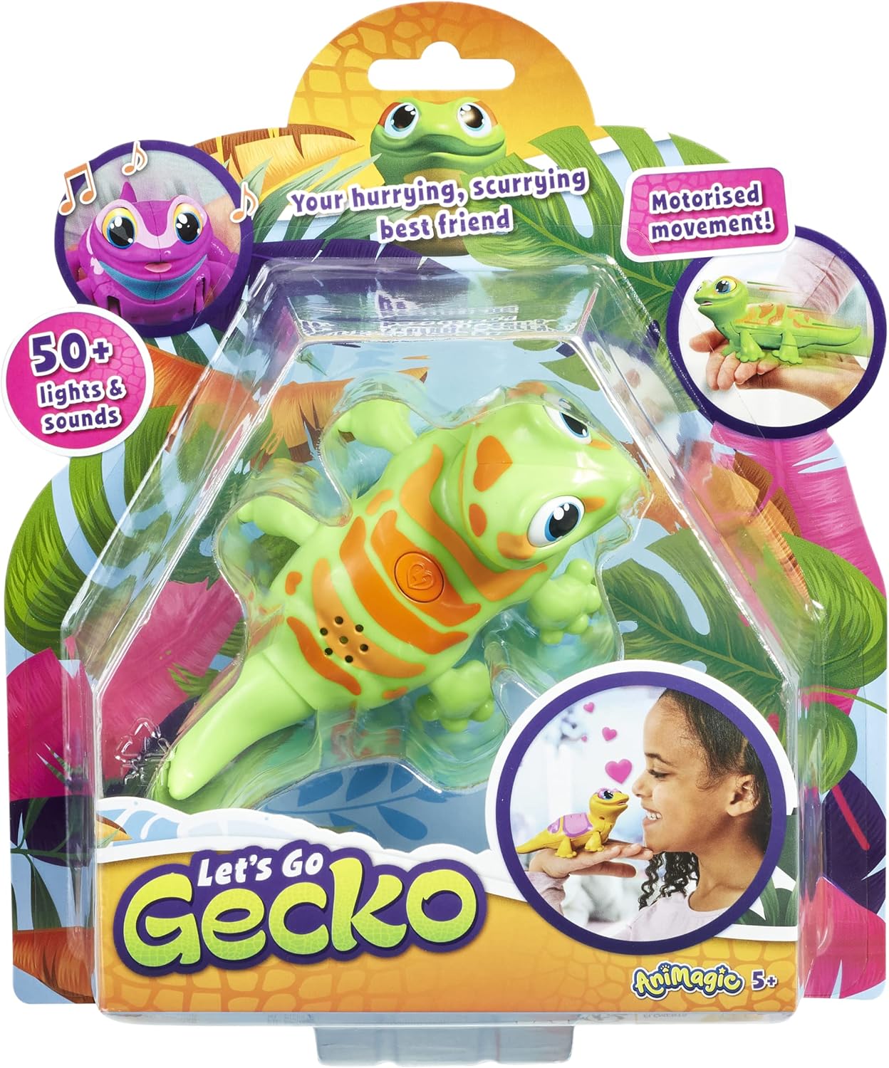 Animagic Let's Go Gecko - Interactive Walking, Dancing & Light-Up Electronic Pet for Kids 1