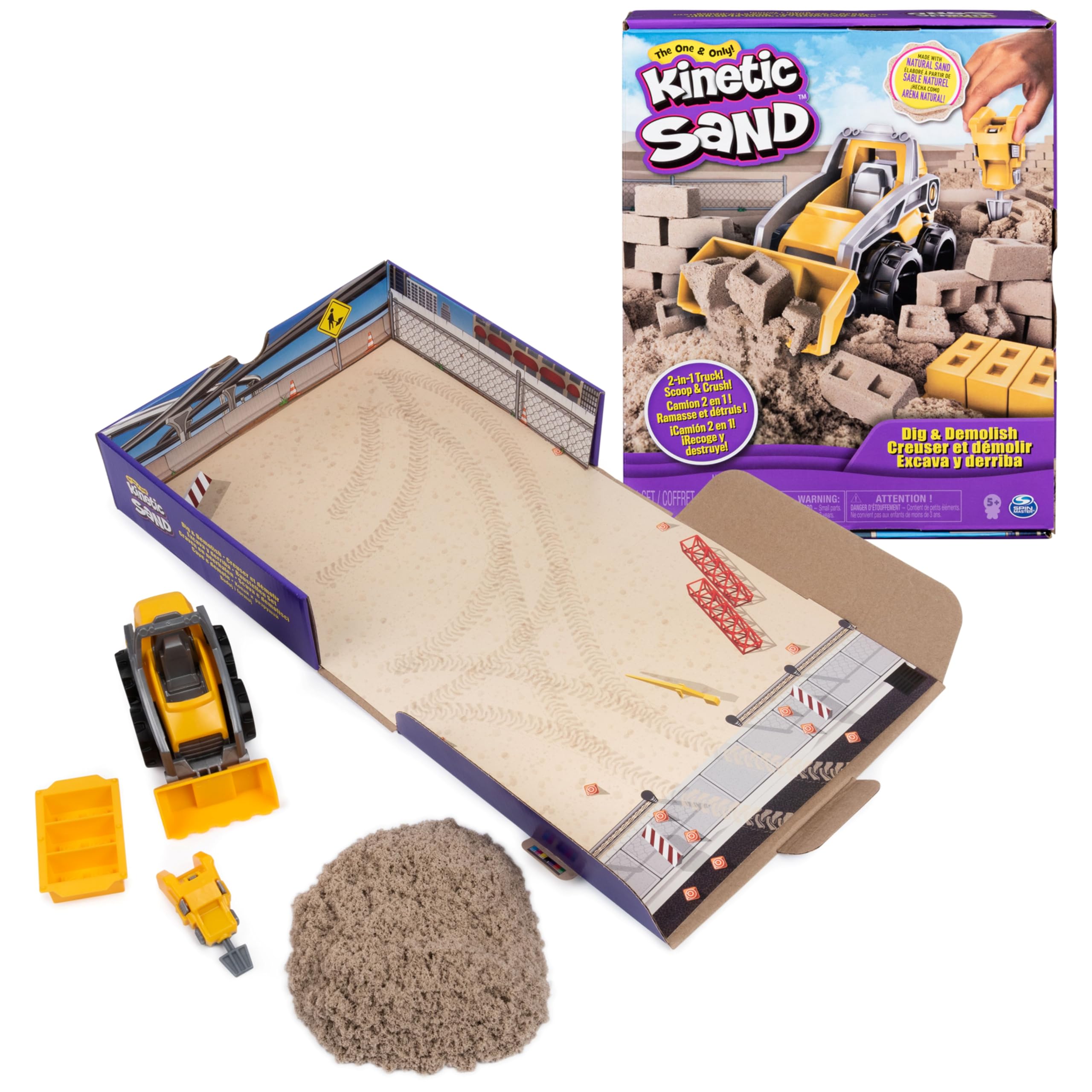 Kinetic Sand Dig & Demolish Truck Playset with 453 g of Kinetic Sand | Ages 3+