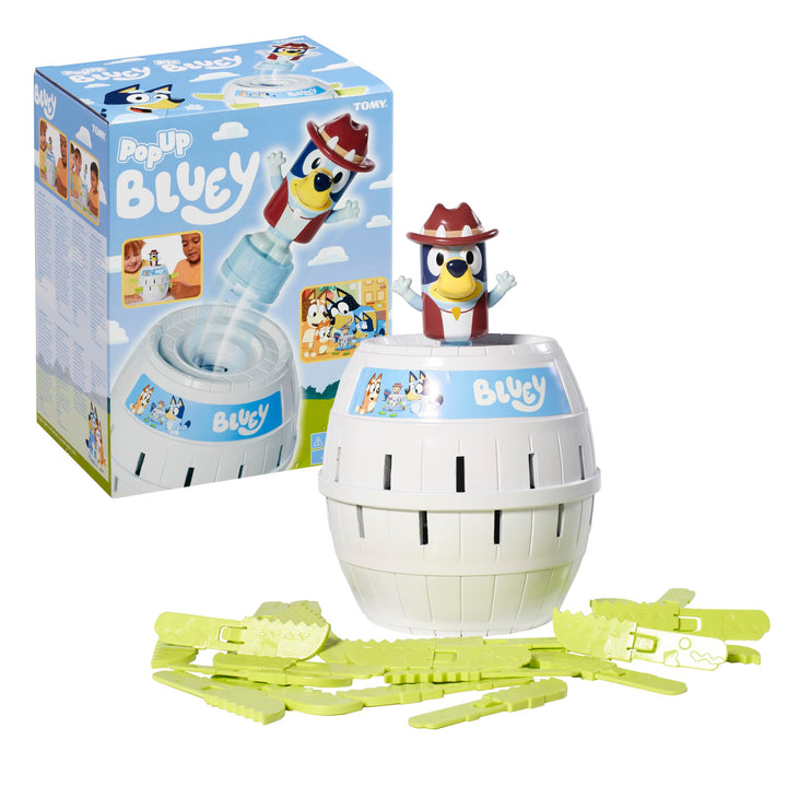 TOMY Pop Up Bluey - Official Bluey Board Game for Kids 4+ - 2 to 4 Player Family Game