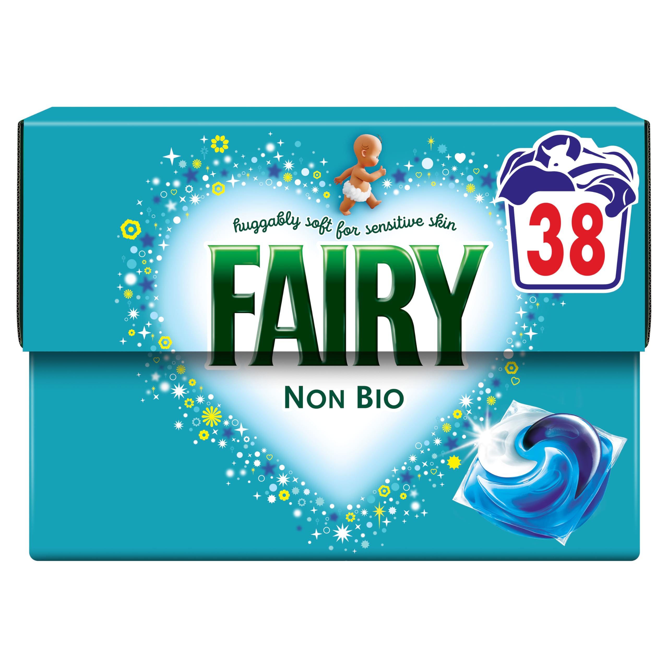 Fairy Non Bio Washing Liquid Pods - 38 Washes, Sensitive Skin Formula, Floral Scent 1