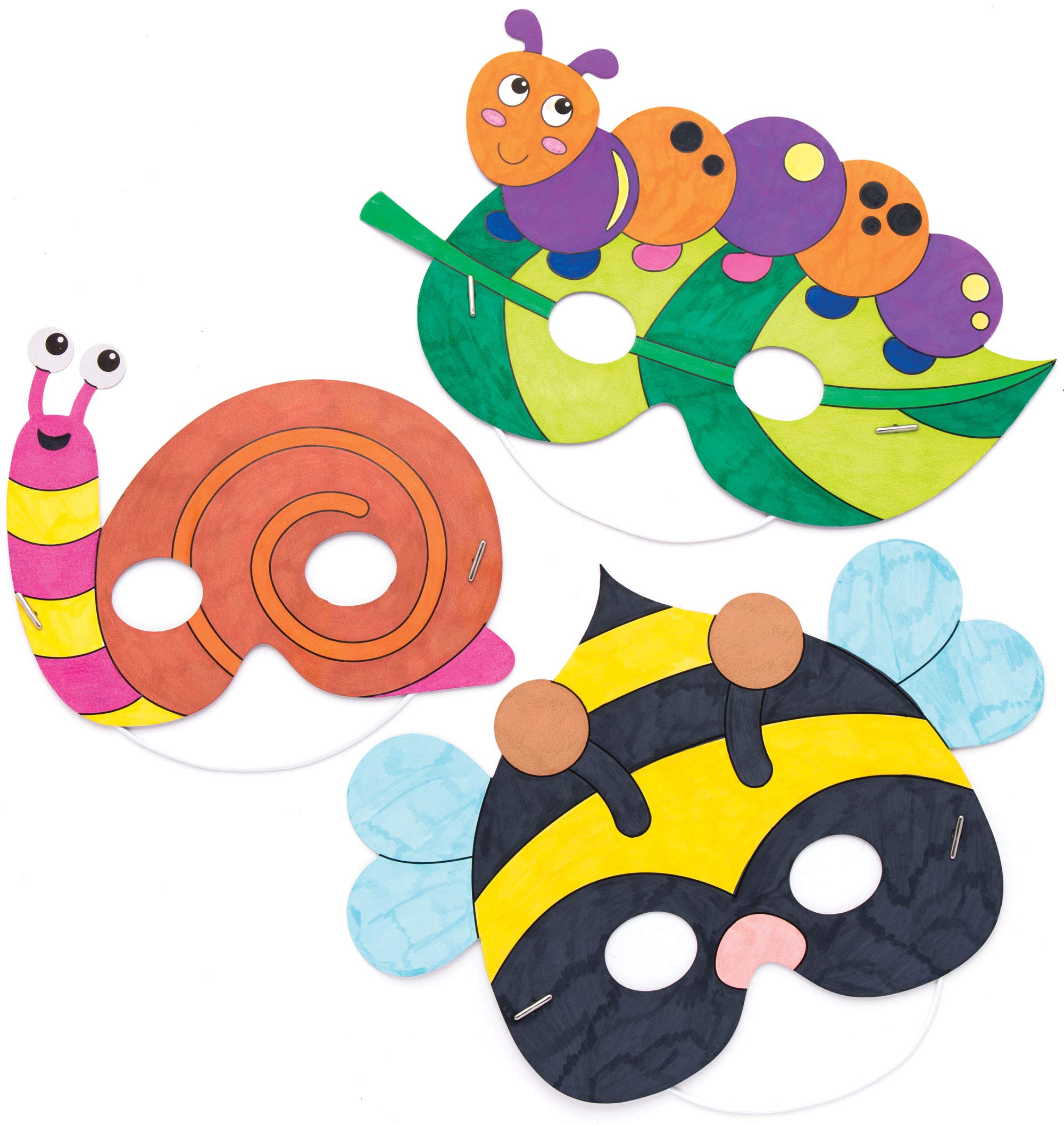 Baker Ross Bug Colour In Masks - Pack of 8 DIY Craft Kit for Kids | Ages Not Specified 5