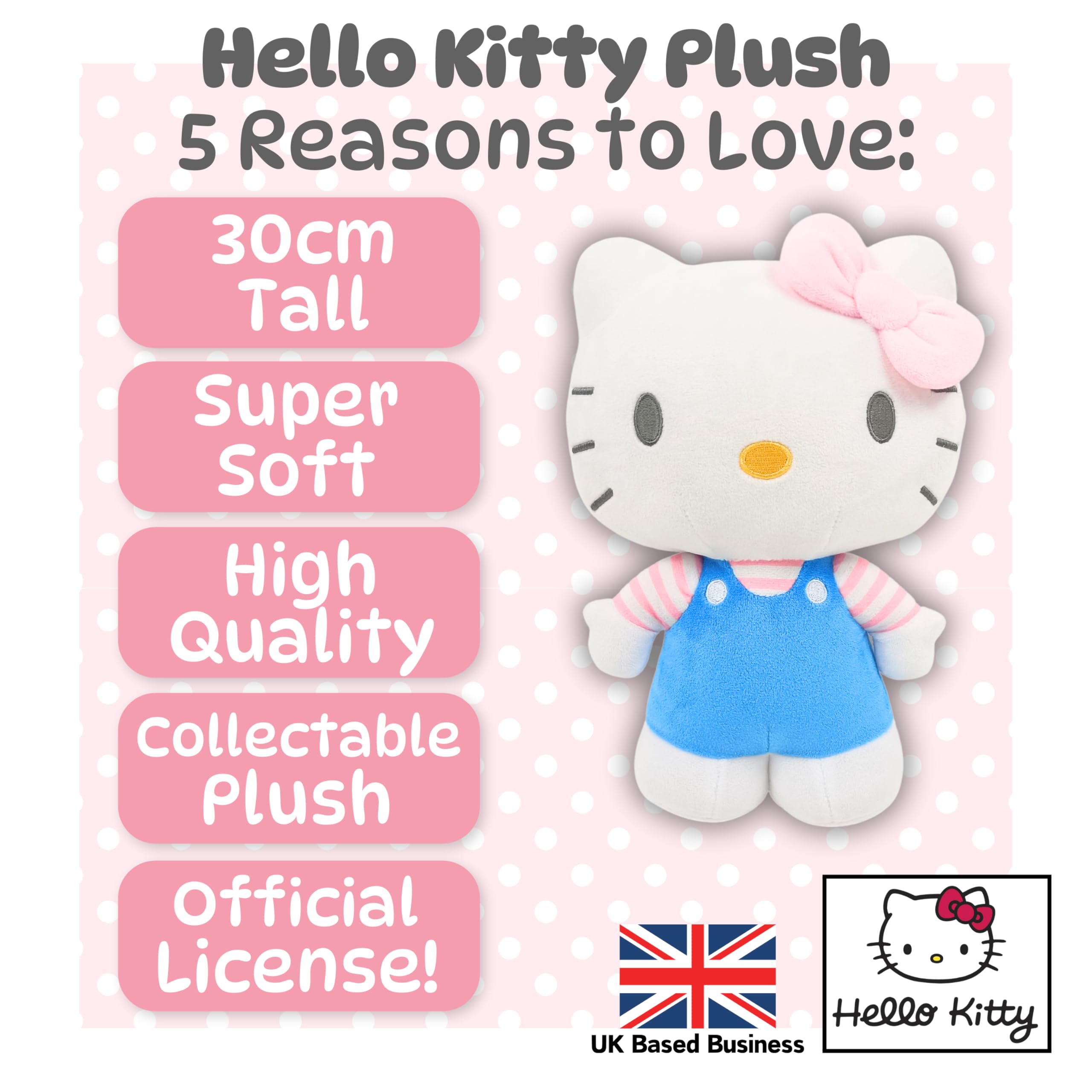Hello Kitty Official Plush - 30 CM Large Standing Blue, Sanrio Collectible 8