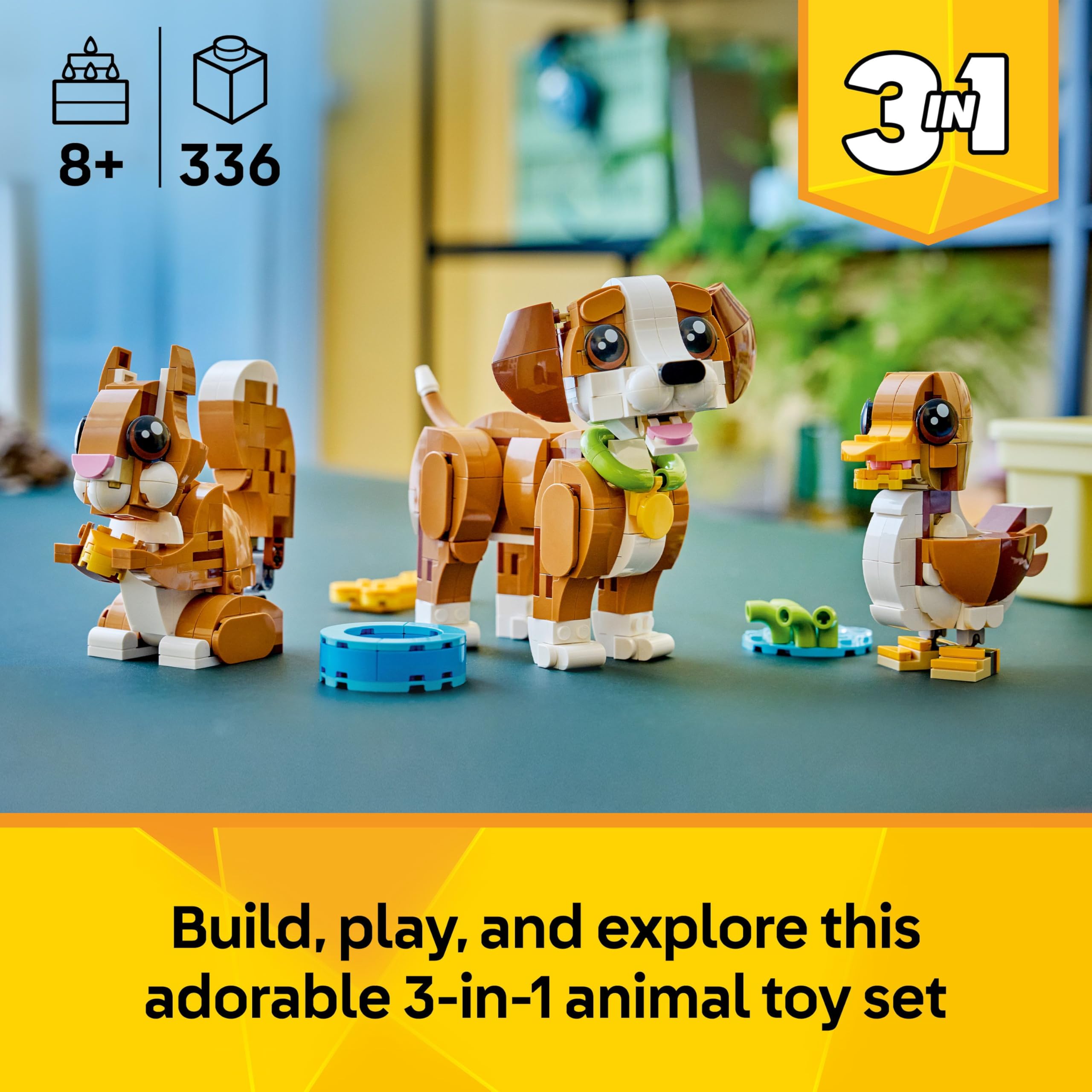 LEGO Creator 3in1 Cute Animals: Playful Puppy Dog Toy Set 31382 | Ages 8+ 2