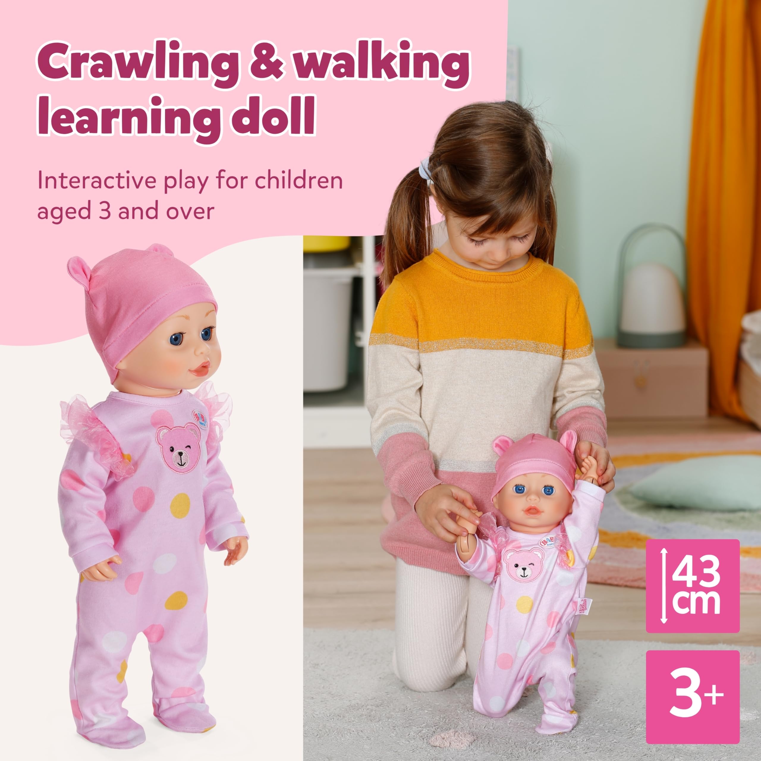 BABY born Emily Walk with Me Doll - Crawling & Learning to Walk | Interactive | Ages 3+ 7