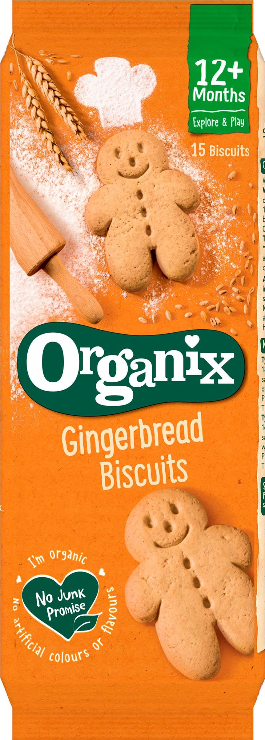 Organix Gingerbread Men Organic Toddler Snack Biscuits 12+ Months 135g 12